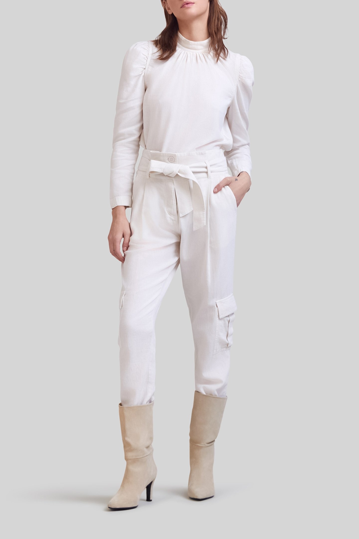 LIMESTONE ORGANIC COTTON BELTED CARGO TROUSERS 3