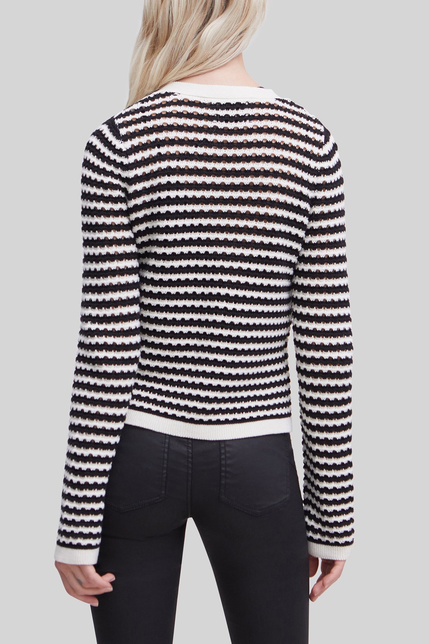 NAVY OPENWORK KNIT SAILOR-STRIPE CARDIGAN 2