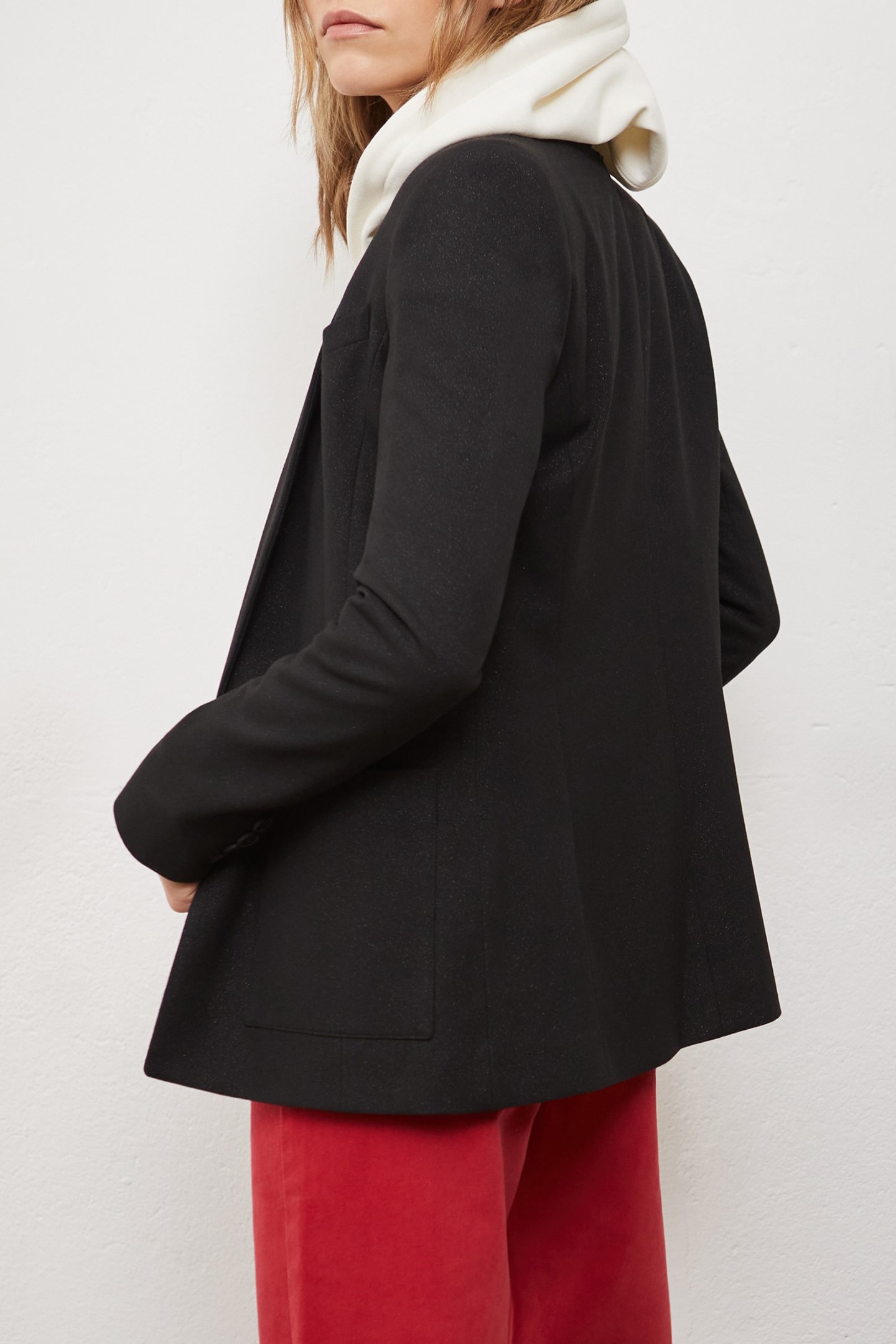 METALLIC BLACK FABRIC LONG SUIT JACKET 2