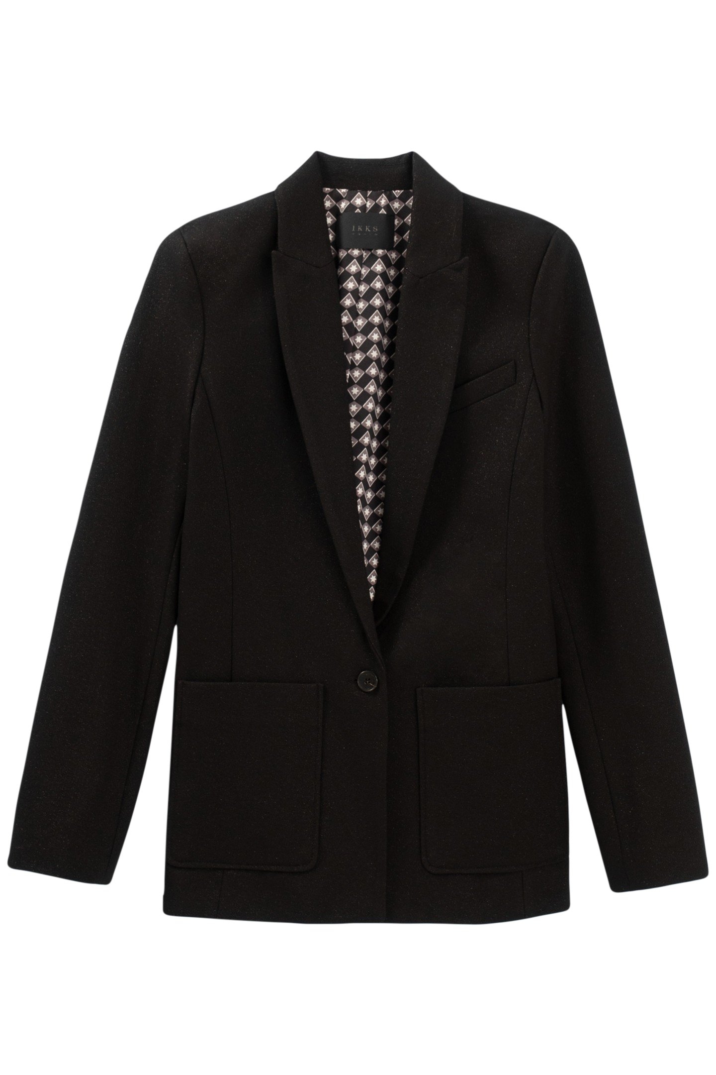METALLIC BLACK FABRIC LONG SUIT JACKET 5