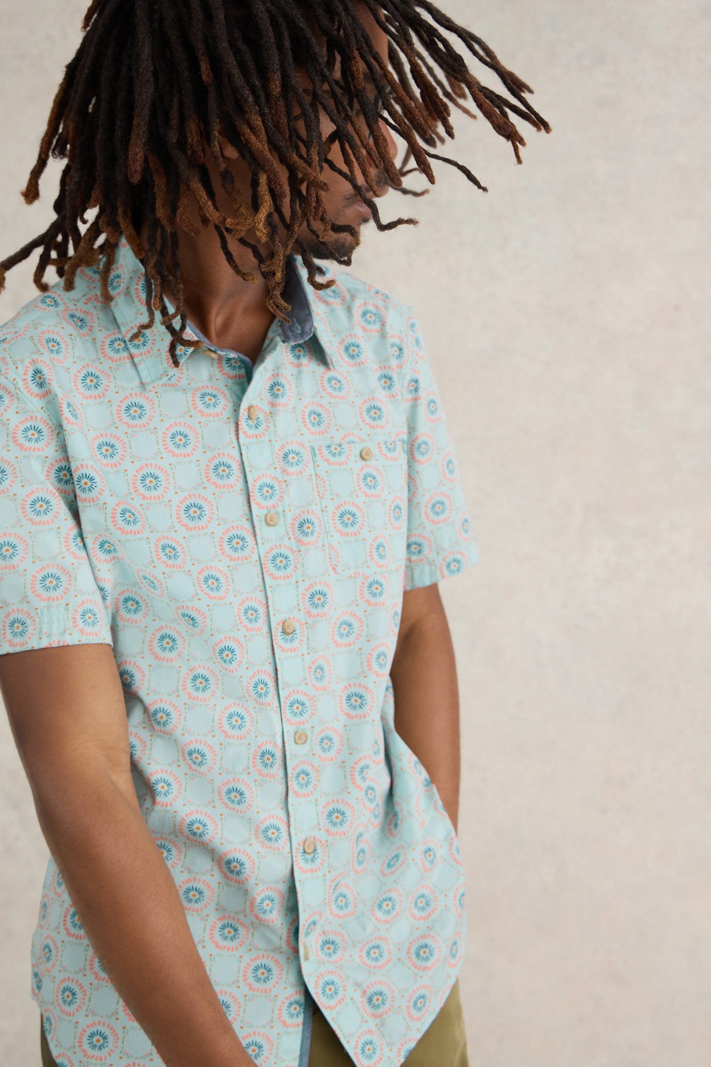 DAISY TILE PRINTED SS SHIRT BLUE PRINT 5