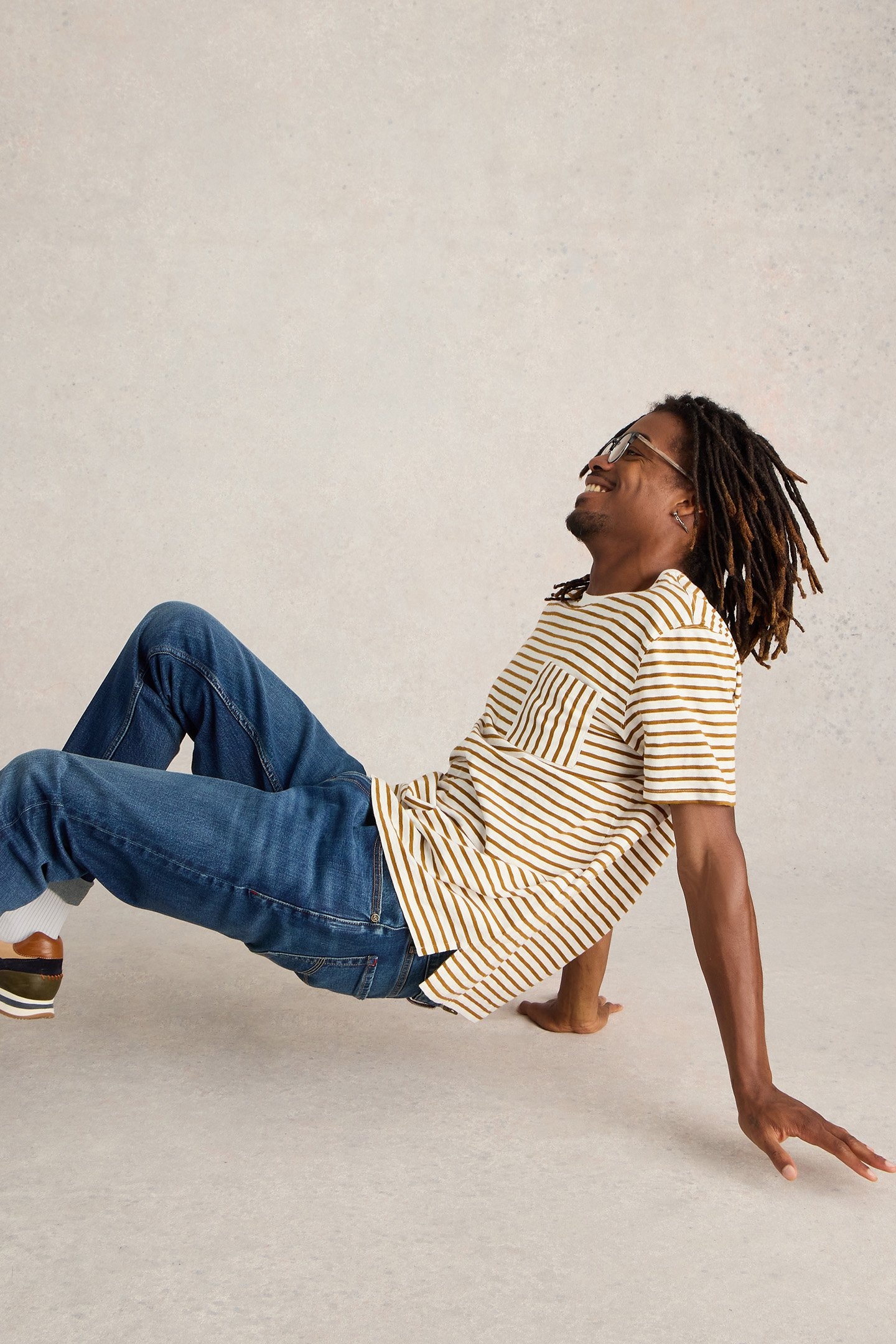 ABERSOCH STRIPE SS TEE NATURAL MULTI 4