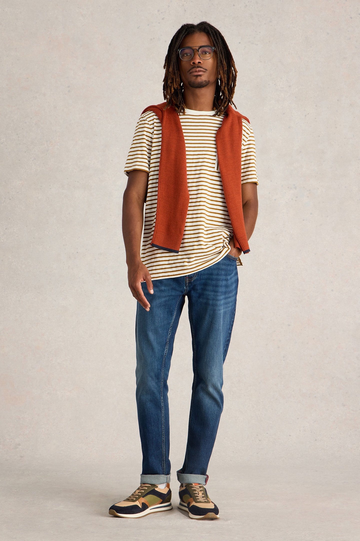 ABERSOCH STRIPE SS TEE NATURAL MULTI 3