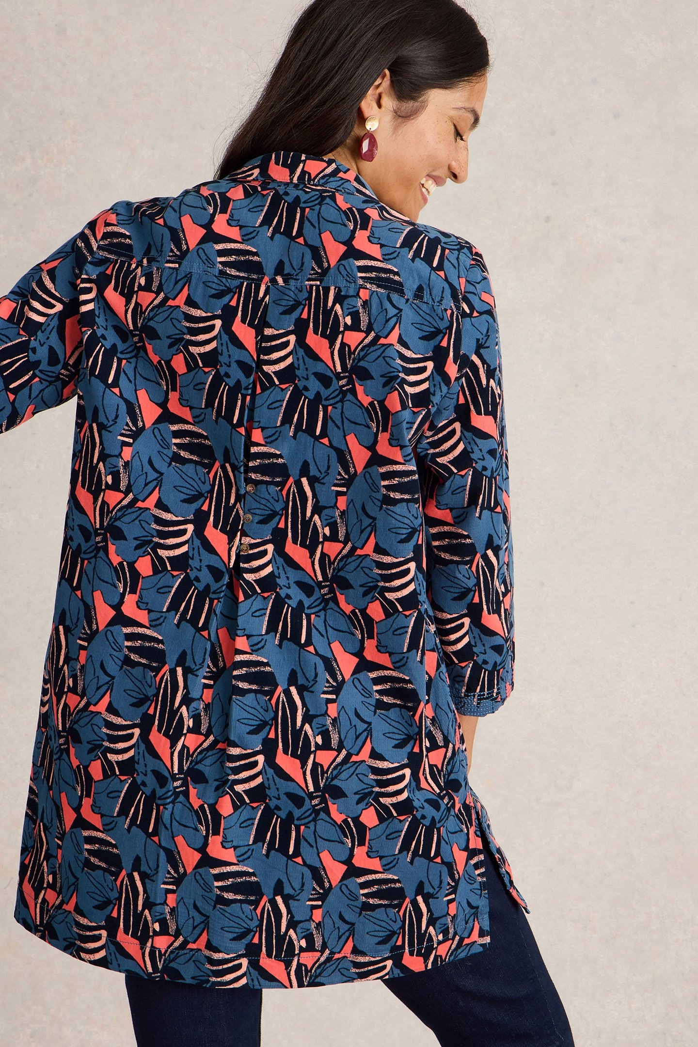 BLAIRE CORD TUNIC NAVY PRINT 4