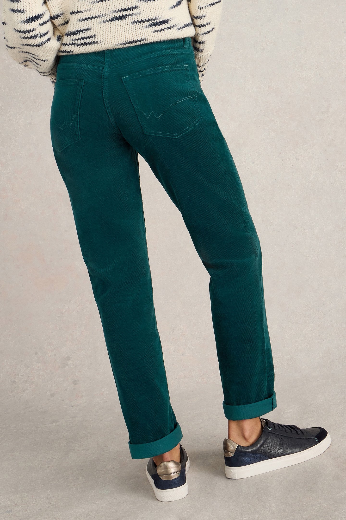 BROOKE STRAIGHT CORD TROUSER DARK GREEN 2