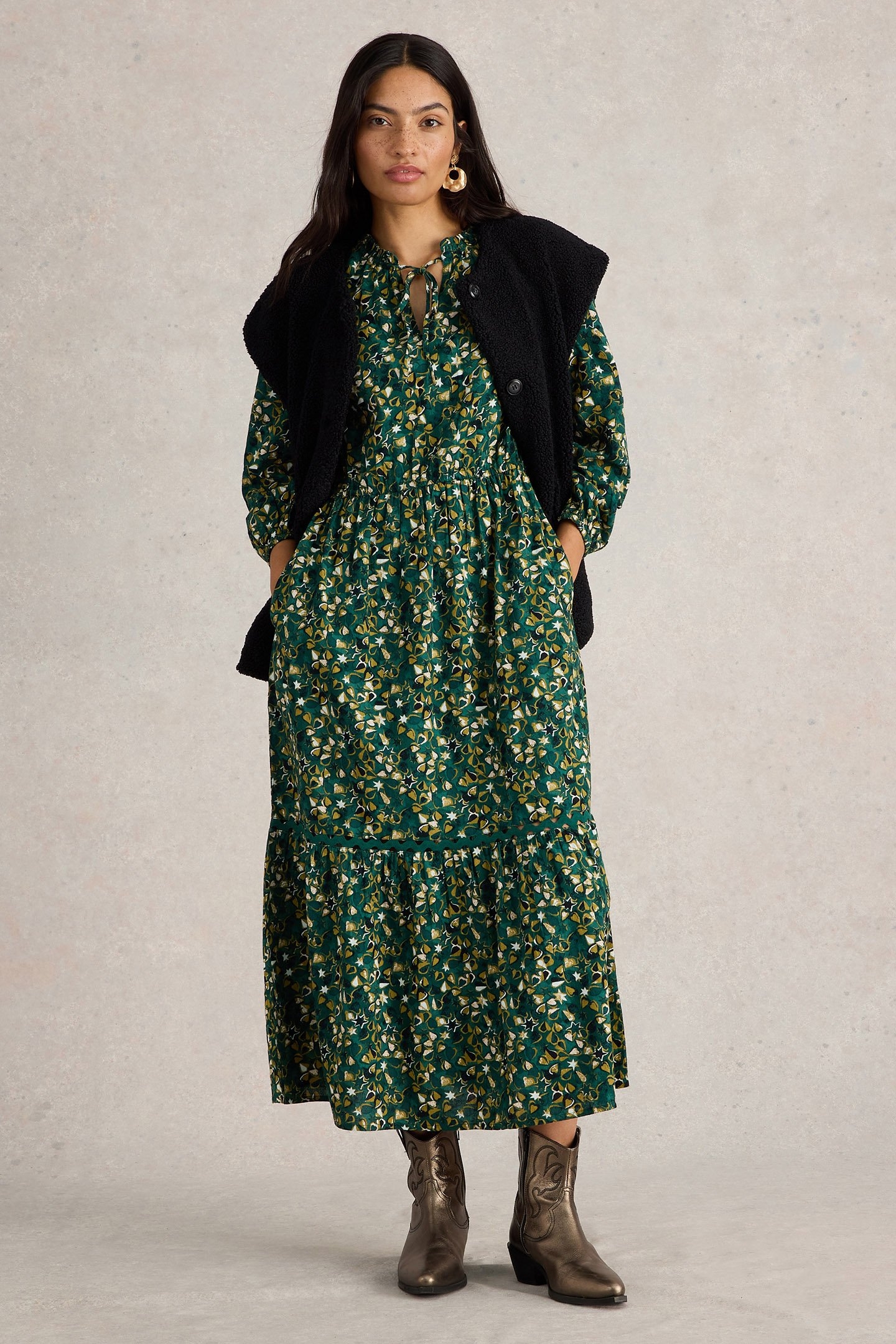 LOTUS MAXI DRESS GREEN PRINT 3