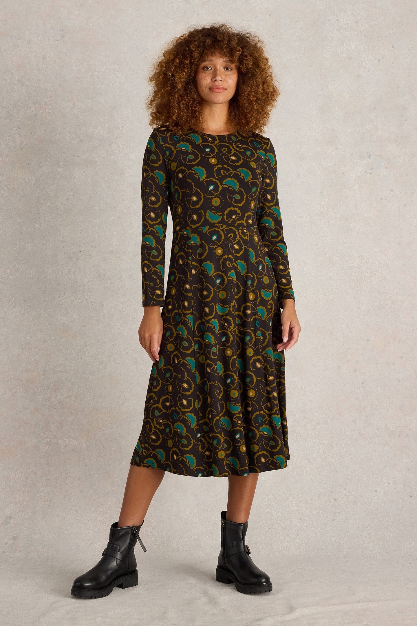MADELINE JERSEY DRESS BLACK MULTI 1