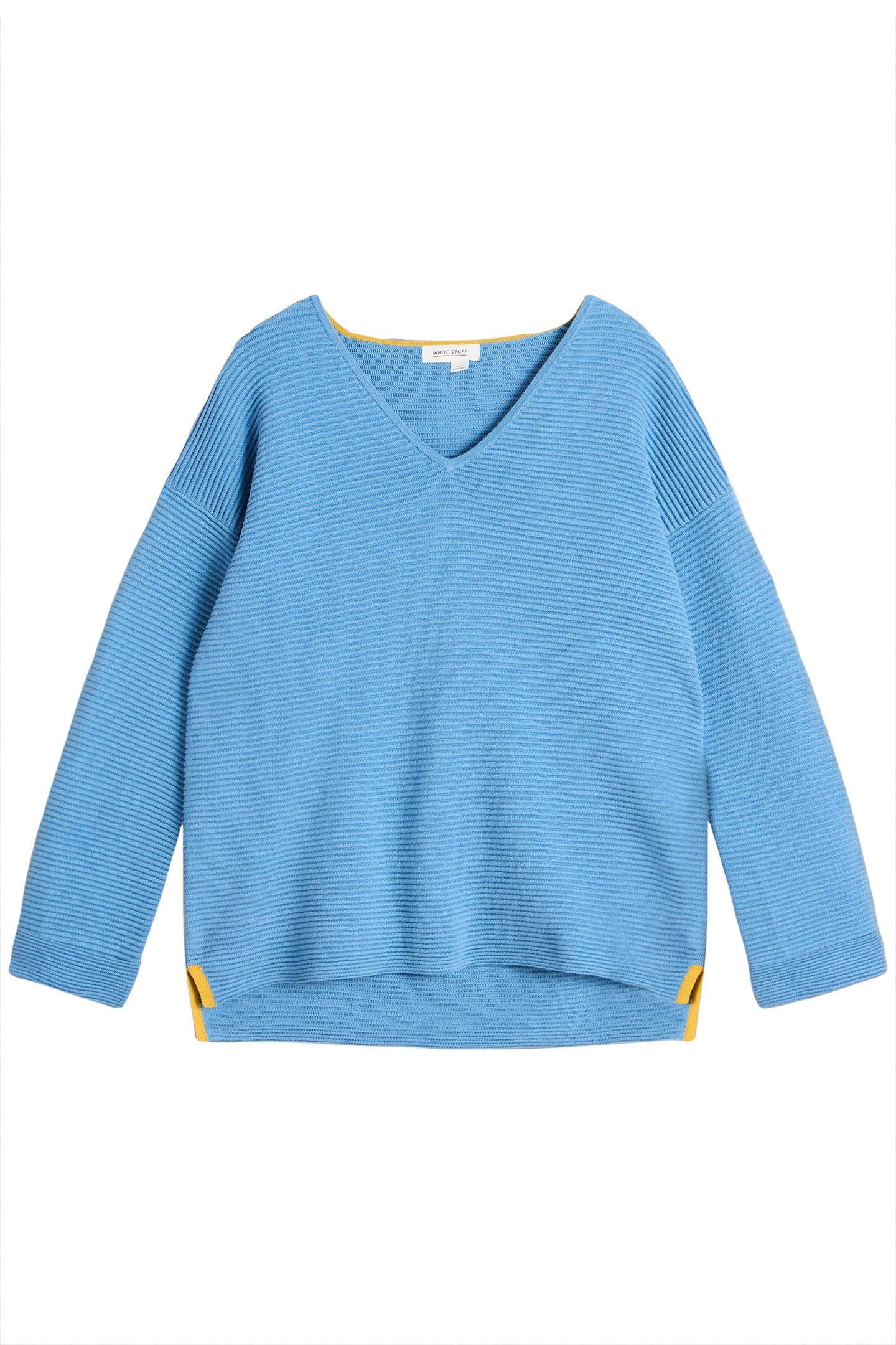 JANA V NECK JUMPER MID BLUE 2