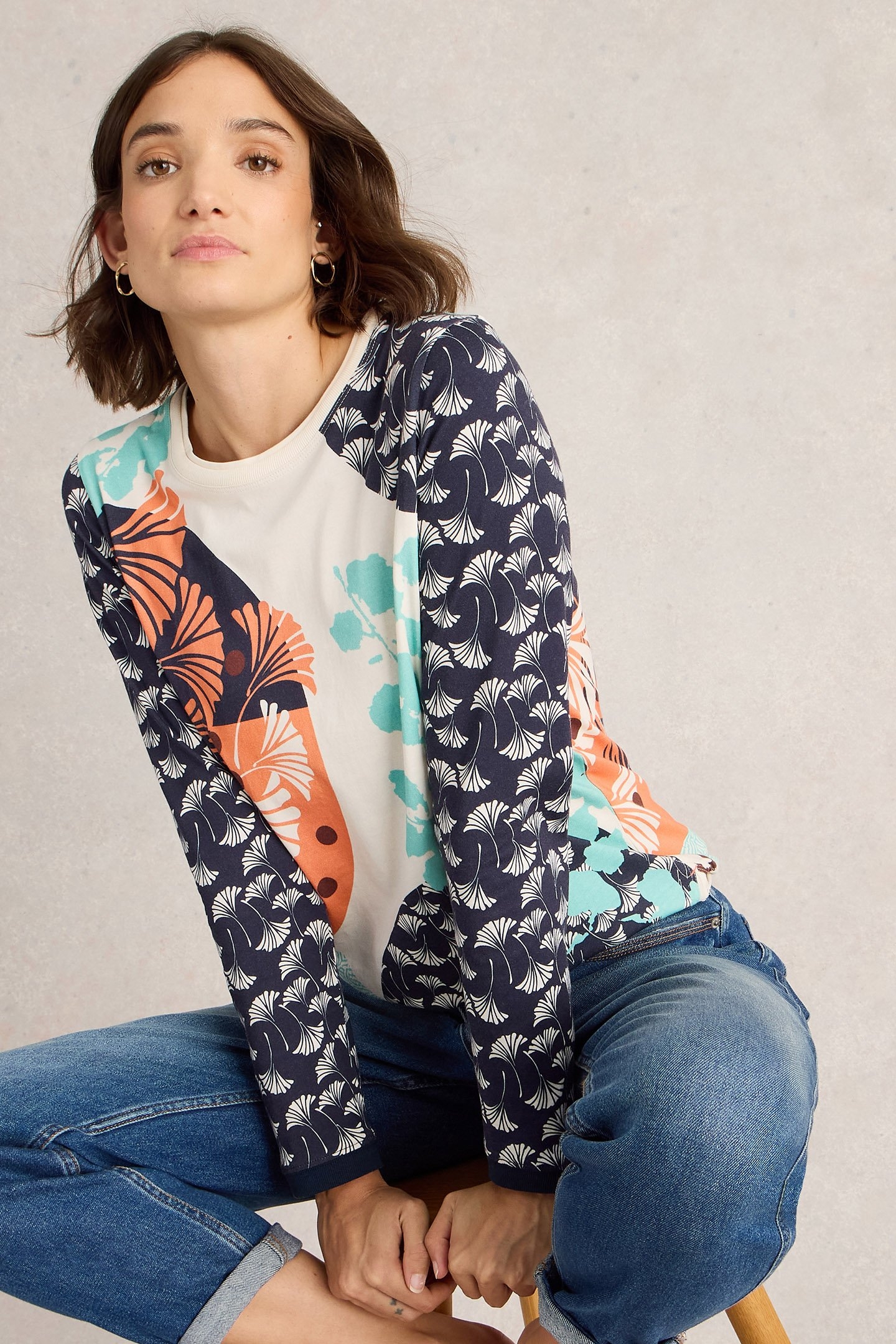 CLARA LS TEE BLUE PRINT 1