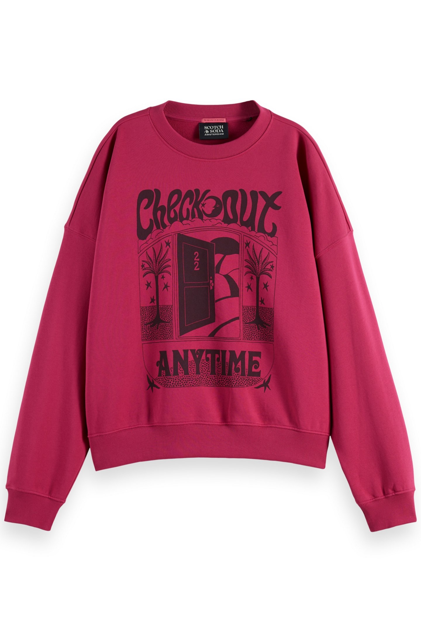 BOYFRIEND FIT SWEATSHIRT WITH FRONT ARTWORK BOHEMIAN PINK 1