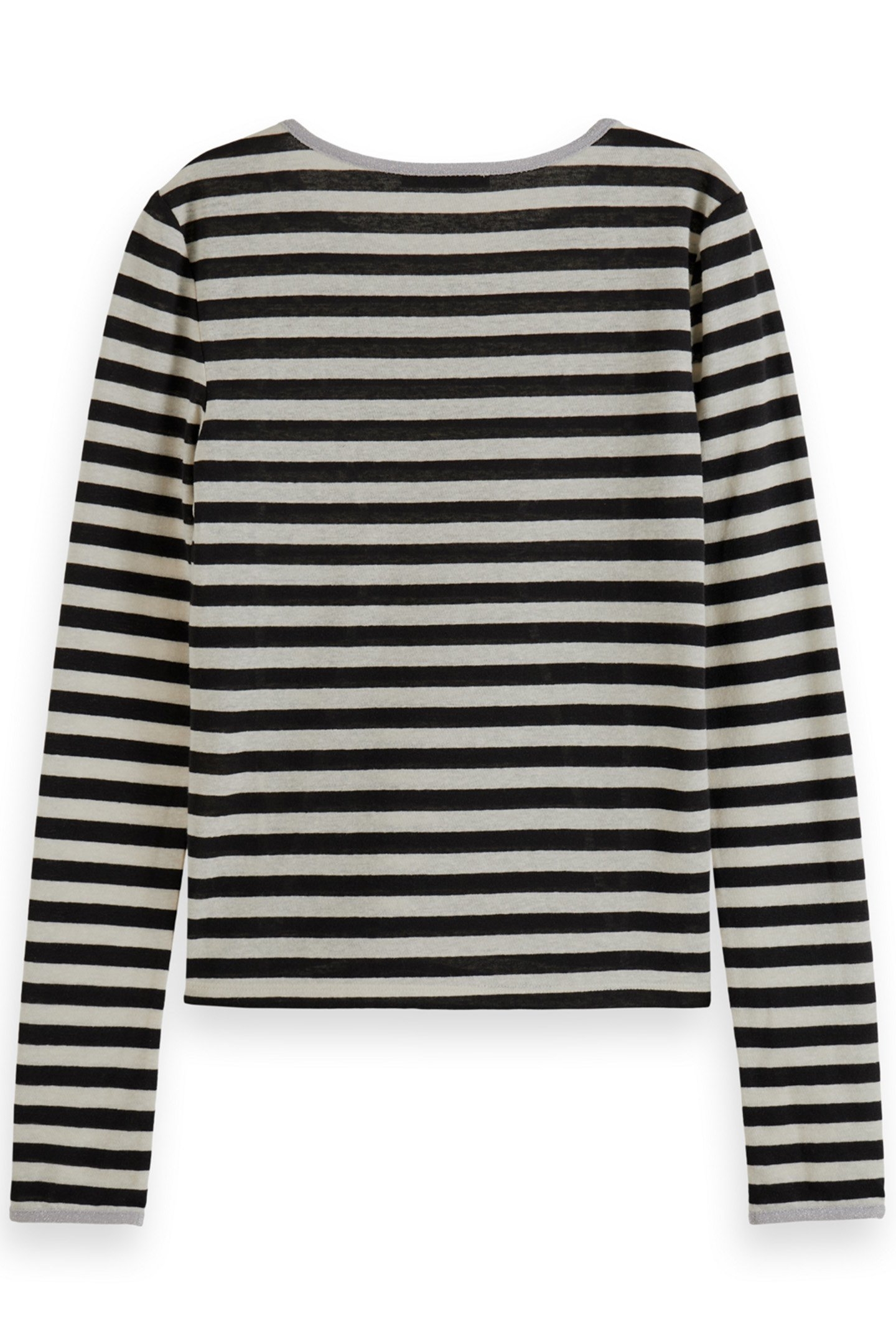 STRIPED LONG SLEEVE T-SHIRT WITH LUREX BINDING SOFT ICE BLAC 2