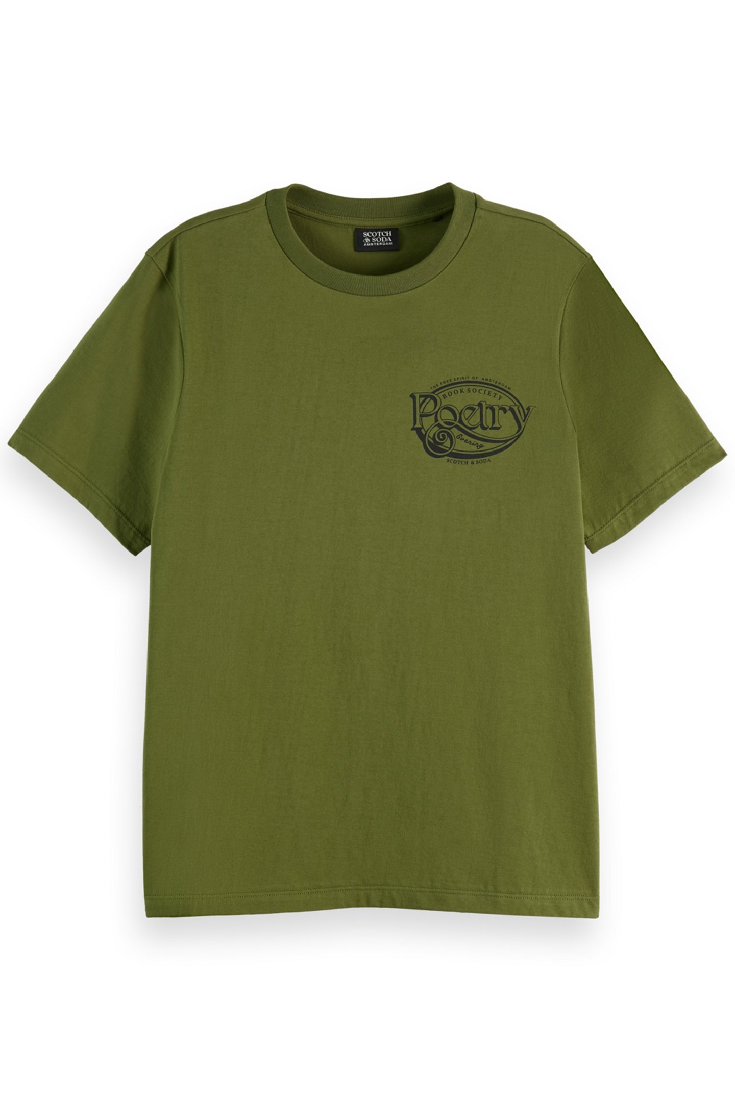 REGULAR FIT T-SHIRT WITH SMALL CHEST ARTWORK MOSS GREEN 4