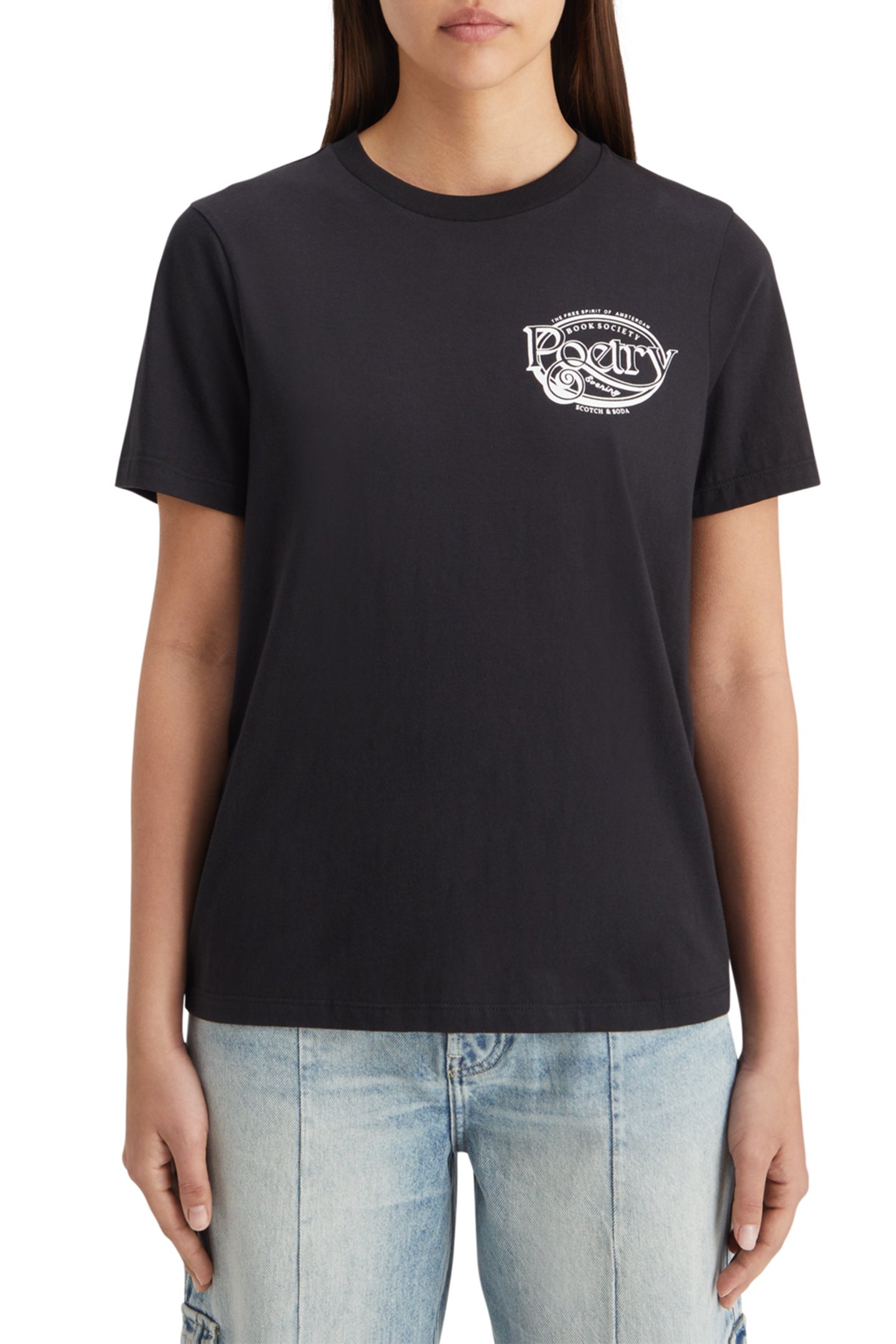 REGULAR FIT T-SHIRT WITH SMALL CHEST ARTWORK EVENING BLACK 1