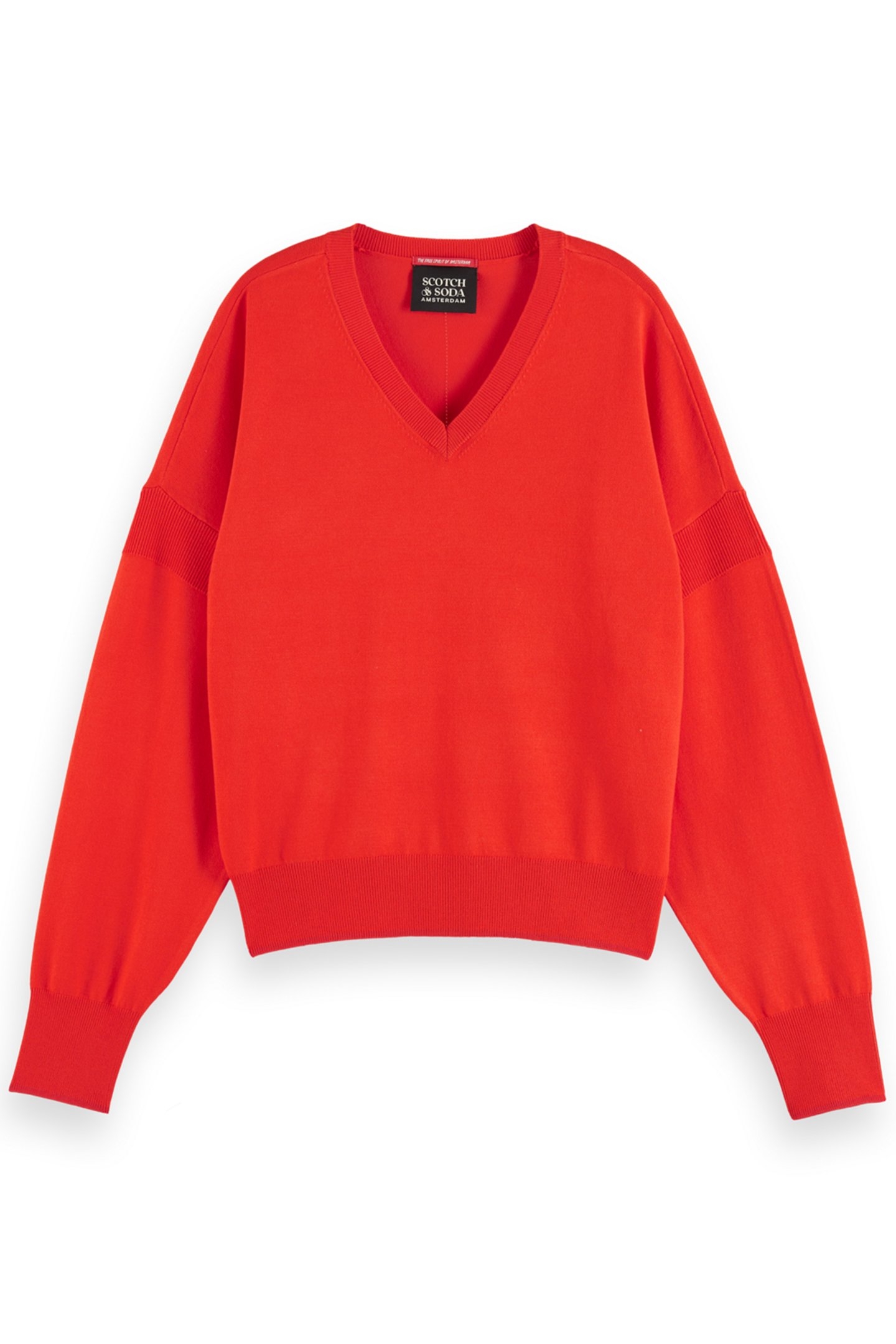 V-NECK RELAXED PULLOVER FLAME RED 1
