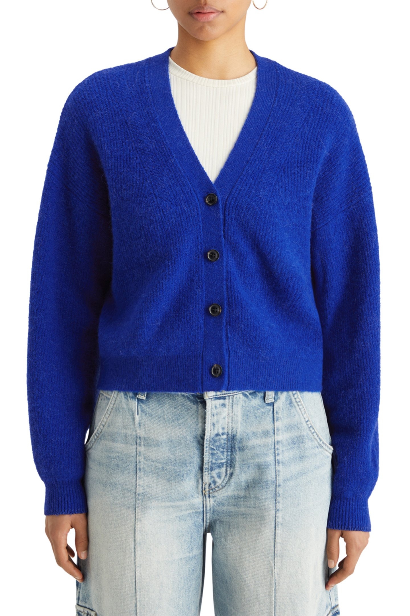FUZZY RELAXED CARDIGAN ELECTRIC BLUE 1