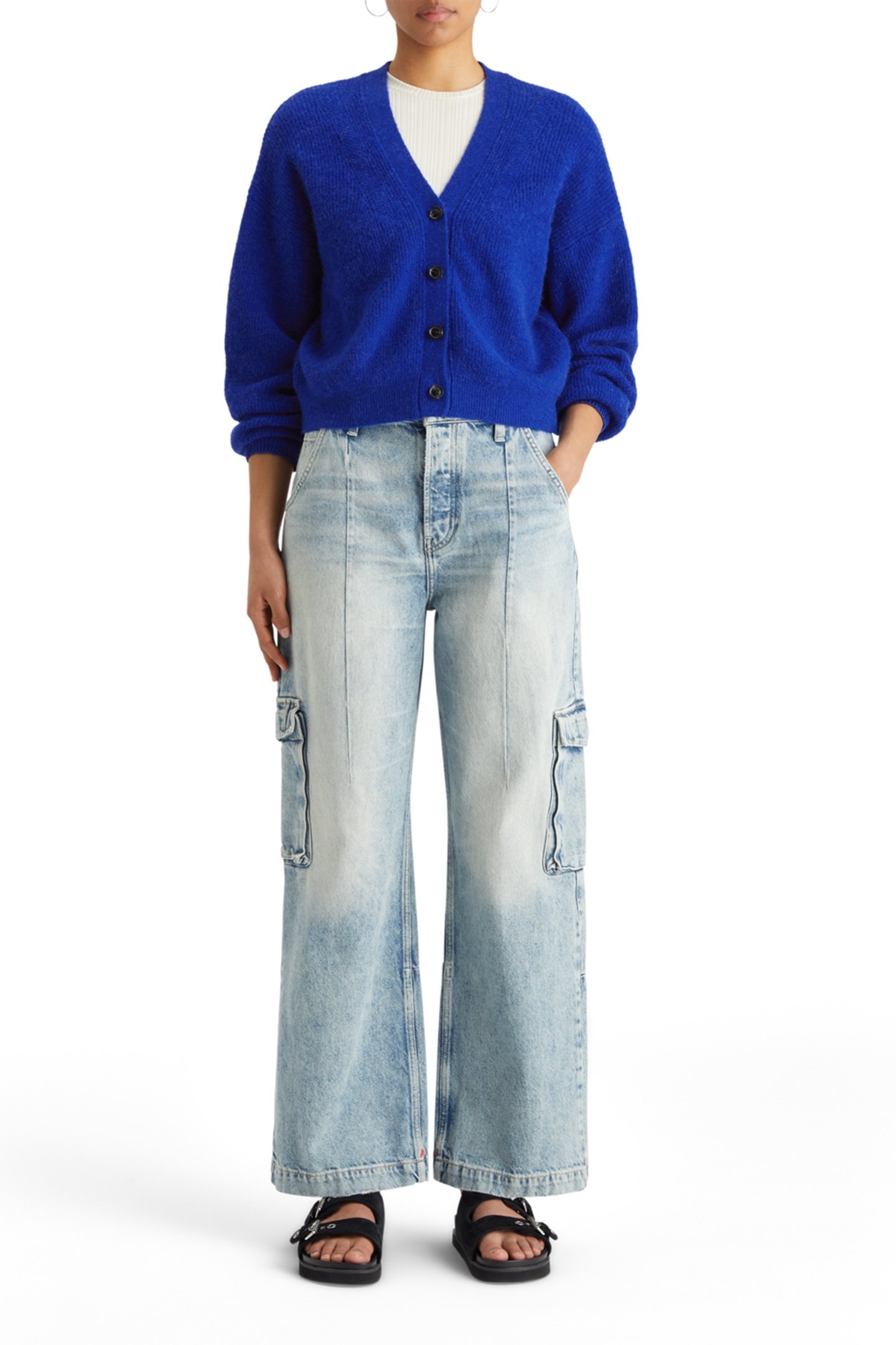 FUZZY RELAXED CARDIGAN ELECTRIC BLUE 3