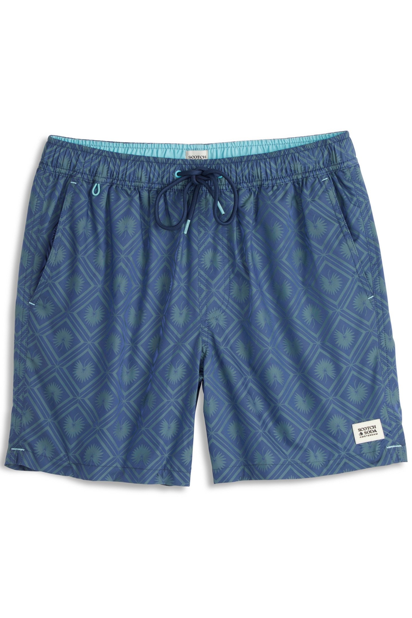 DIAMOND PATTERNED SWIM TRUNK DARK OBSIDIAN 1