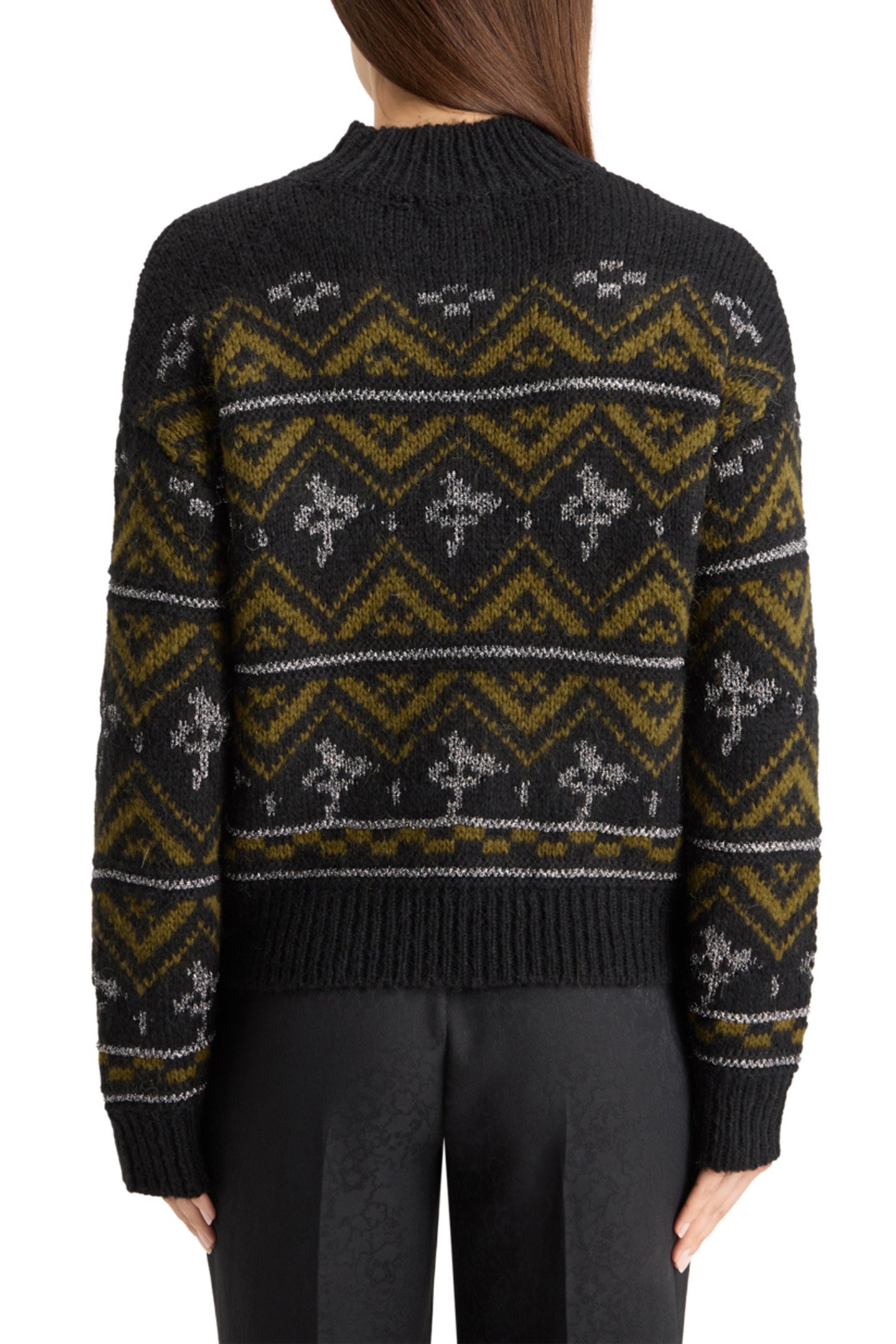 METALLIC FAIR ISLE PULLOVER EVENING BLACK 2