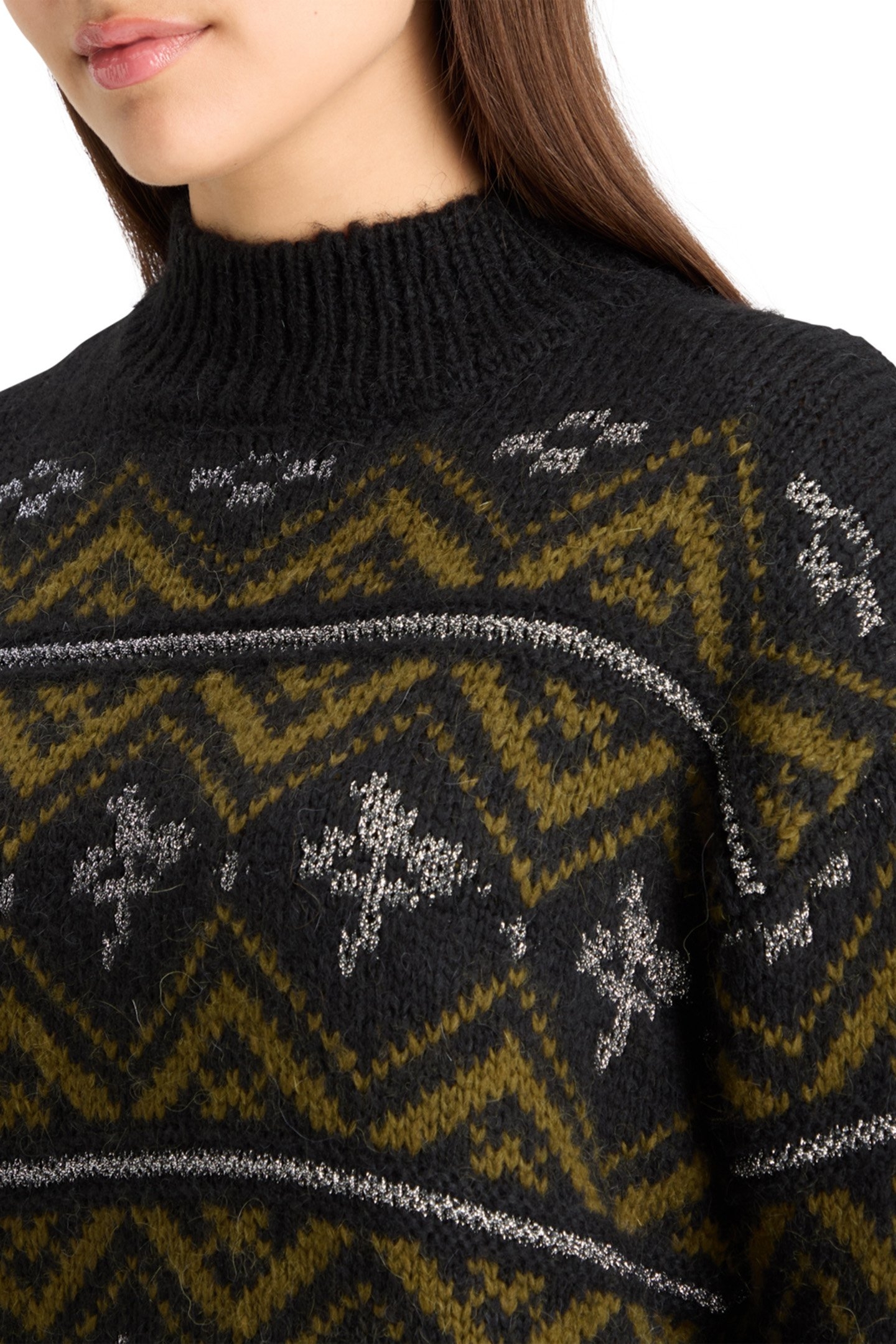 METALLIC FAIR ISLE PULLOVER EVENING BLACK 7