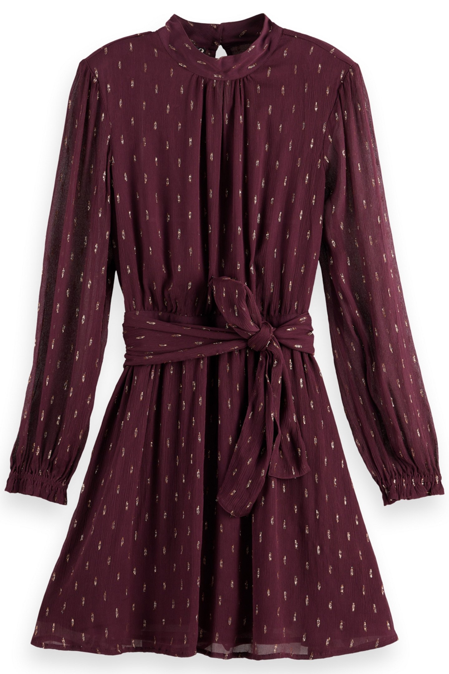 LUREX MINI DRESS WITH WRAP DETAIL DARK GRAPE 1