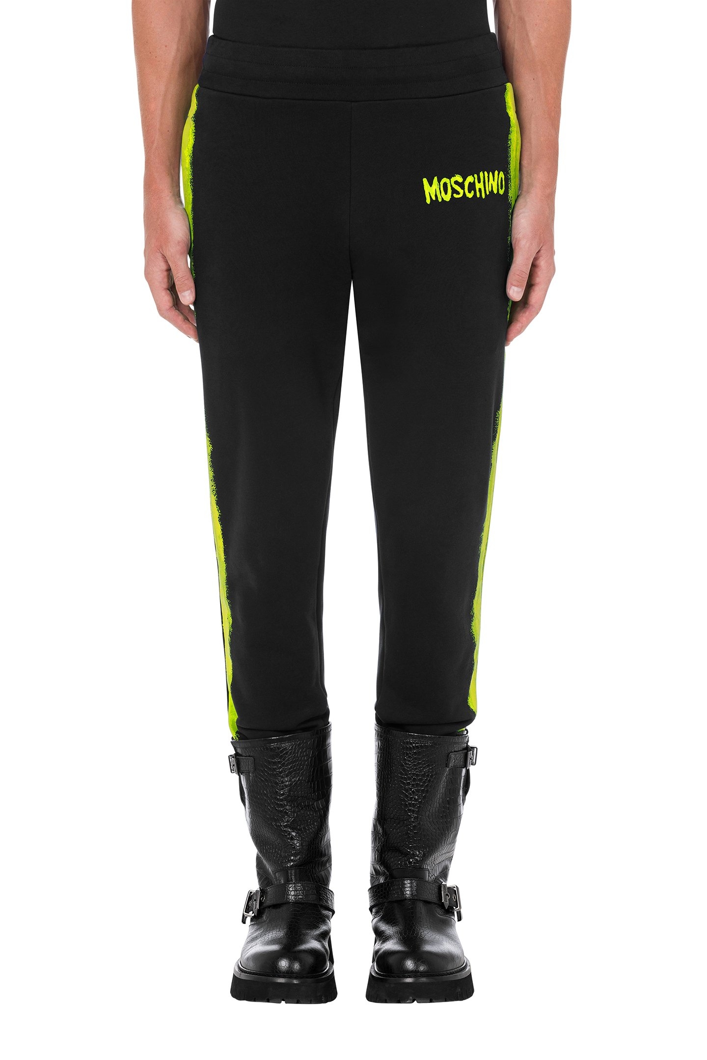 MOSCHINO PAINT ORGANIC FLEECE JOGGING BLACK 1