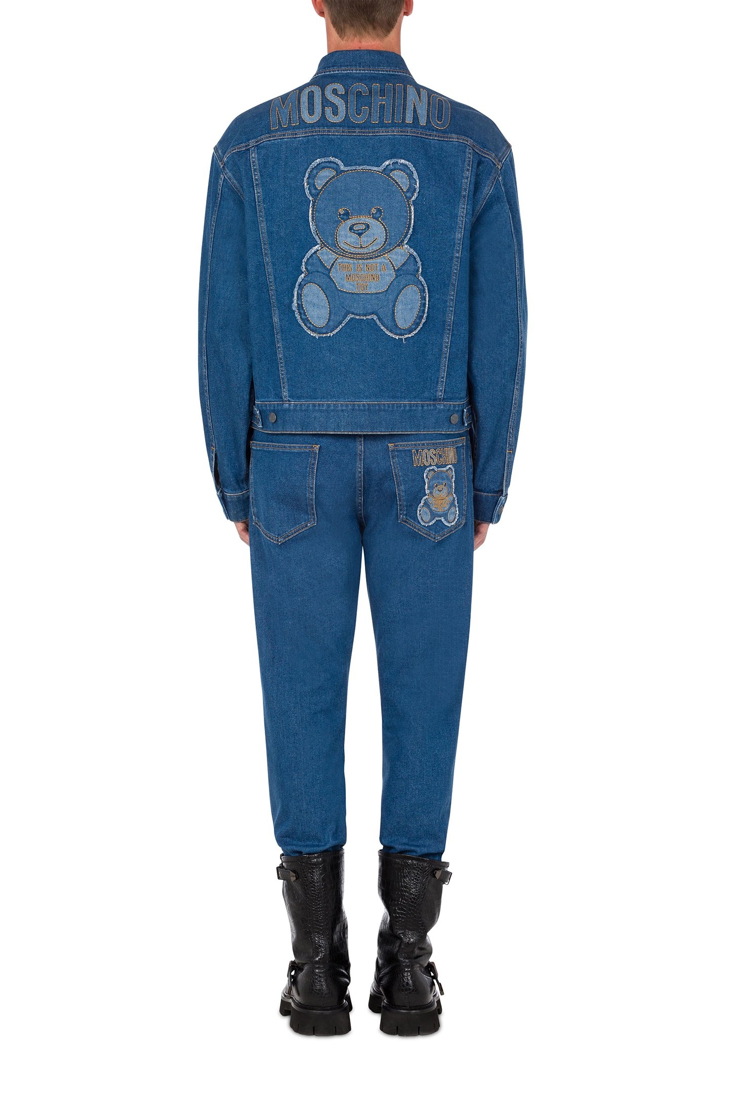 TEDDY PATCH STRETCH DENIM JACKET BLUE 2