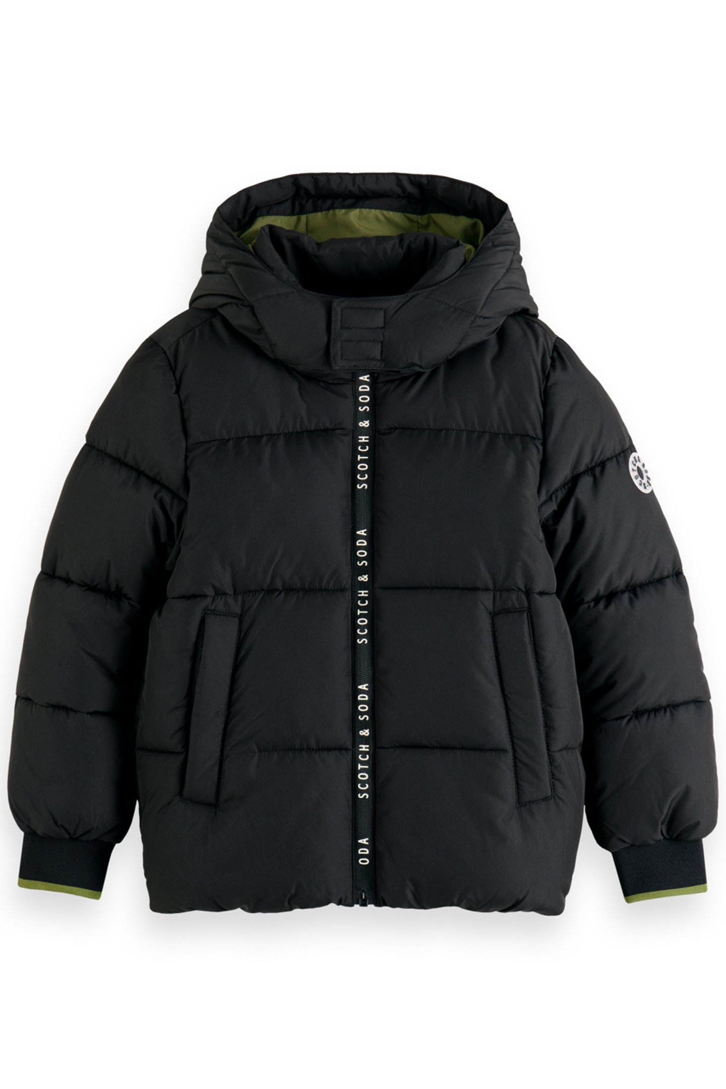 BOY WATER REPELLENT HOODED PUFFER JACKET BLACK 1