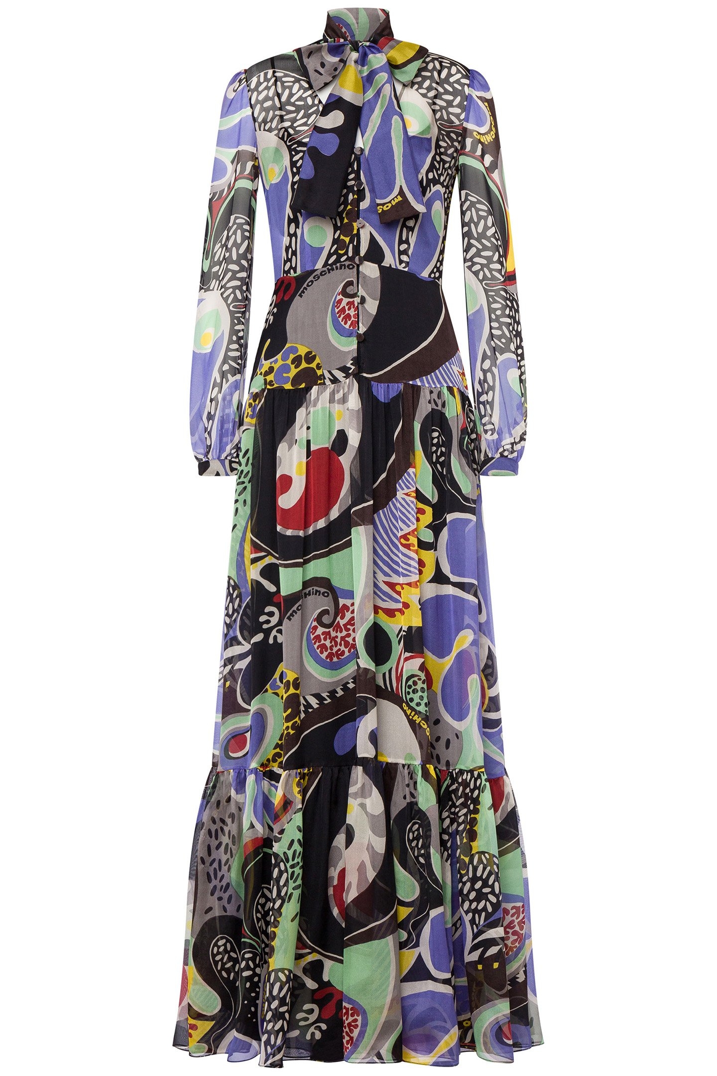 CHIFFON PSYCHEDELIC PRINT DRESS BLACK 3