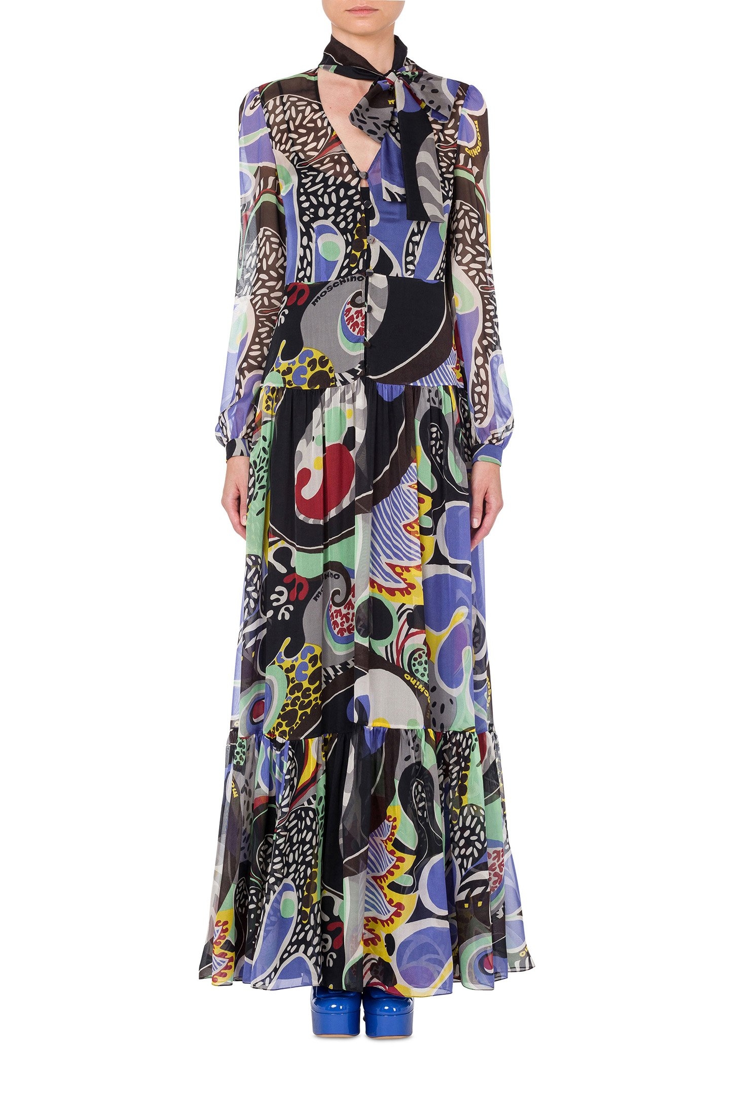 CHIFFON PSYCHEDELIC PRINT DRESS BLACK 1