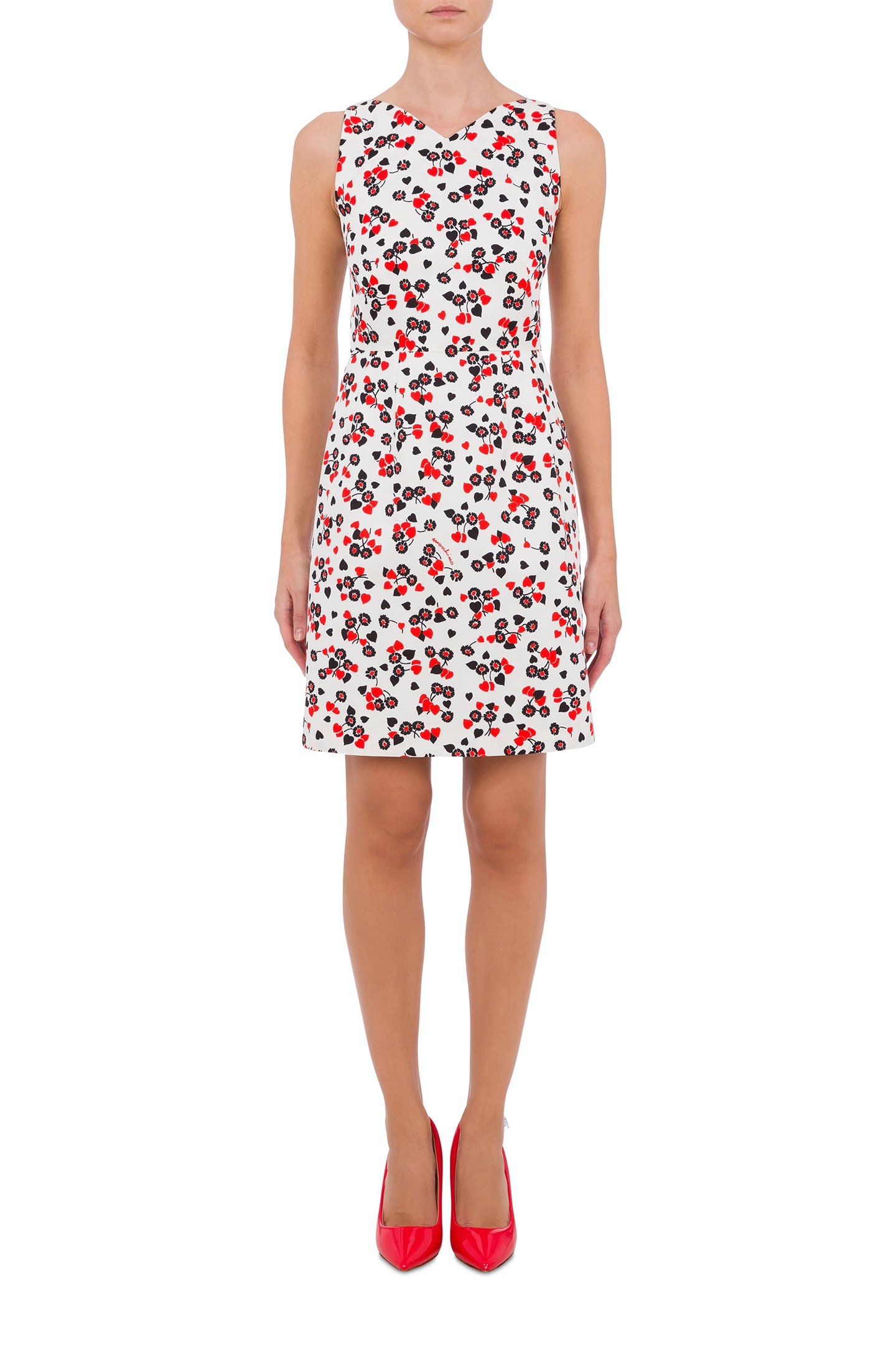 ALLOVER HEARTS & FLOWERS OTTOMAN DRESS WHITE 1