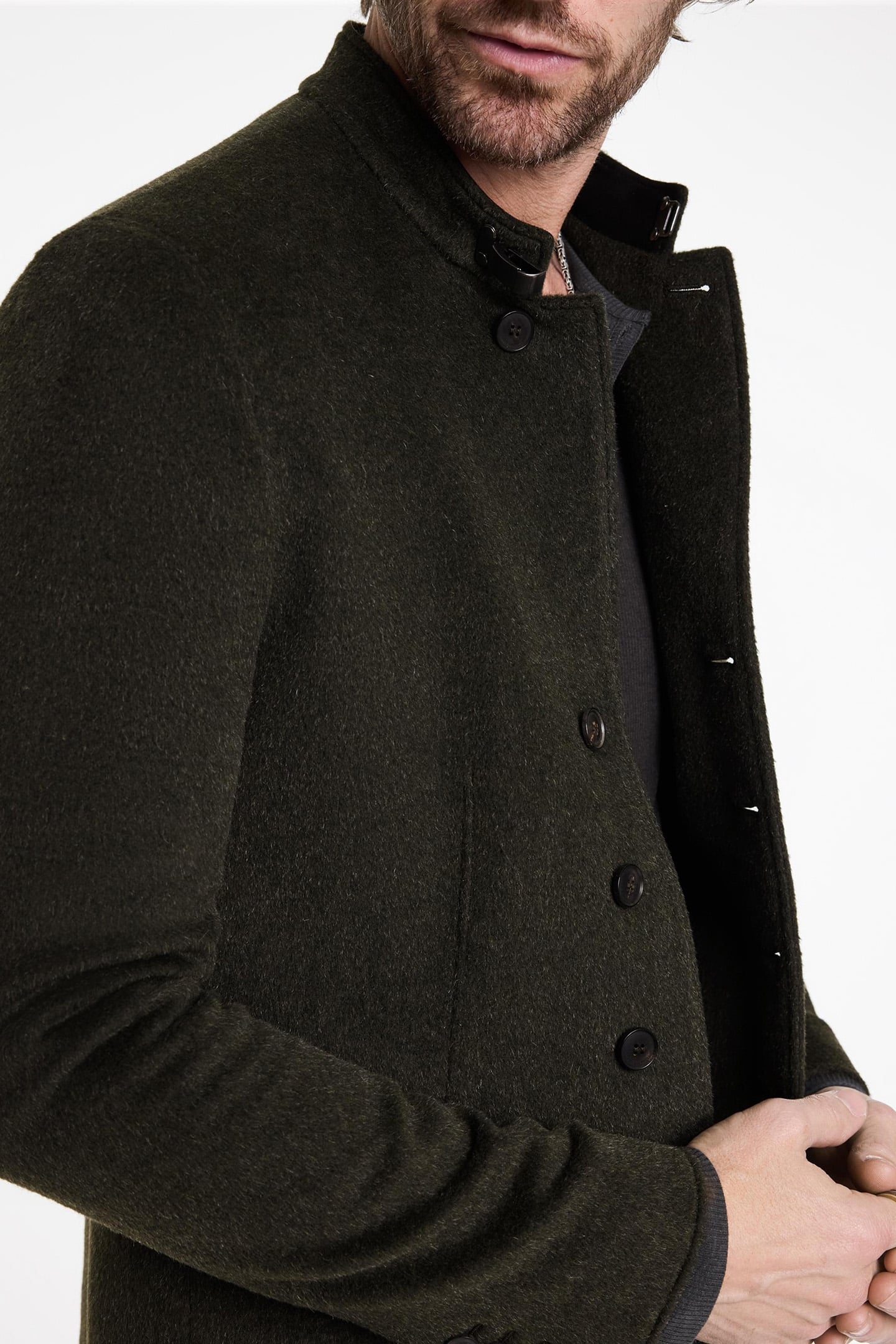 SLIM FIT STAND COLLAR JACKET SEAWEED 3