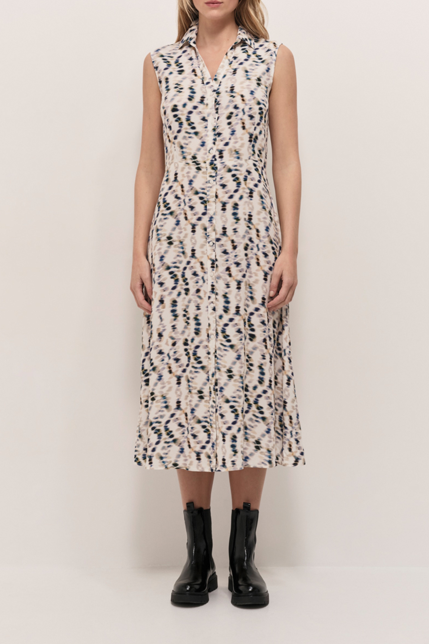 ROXY - OFF WHITE LONG SHIRT DRESS WITH PEARL TREASURE PRINT 1