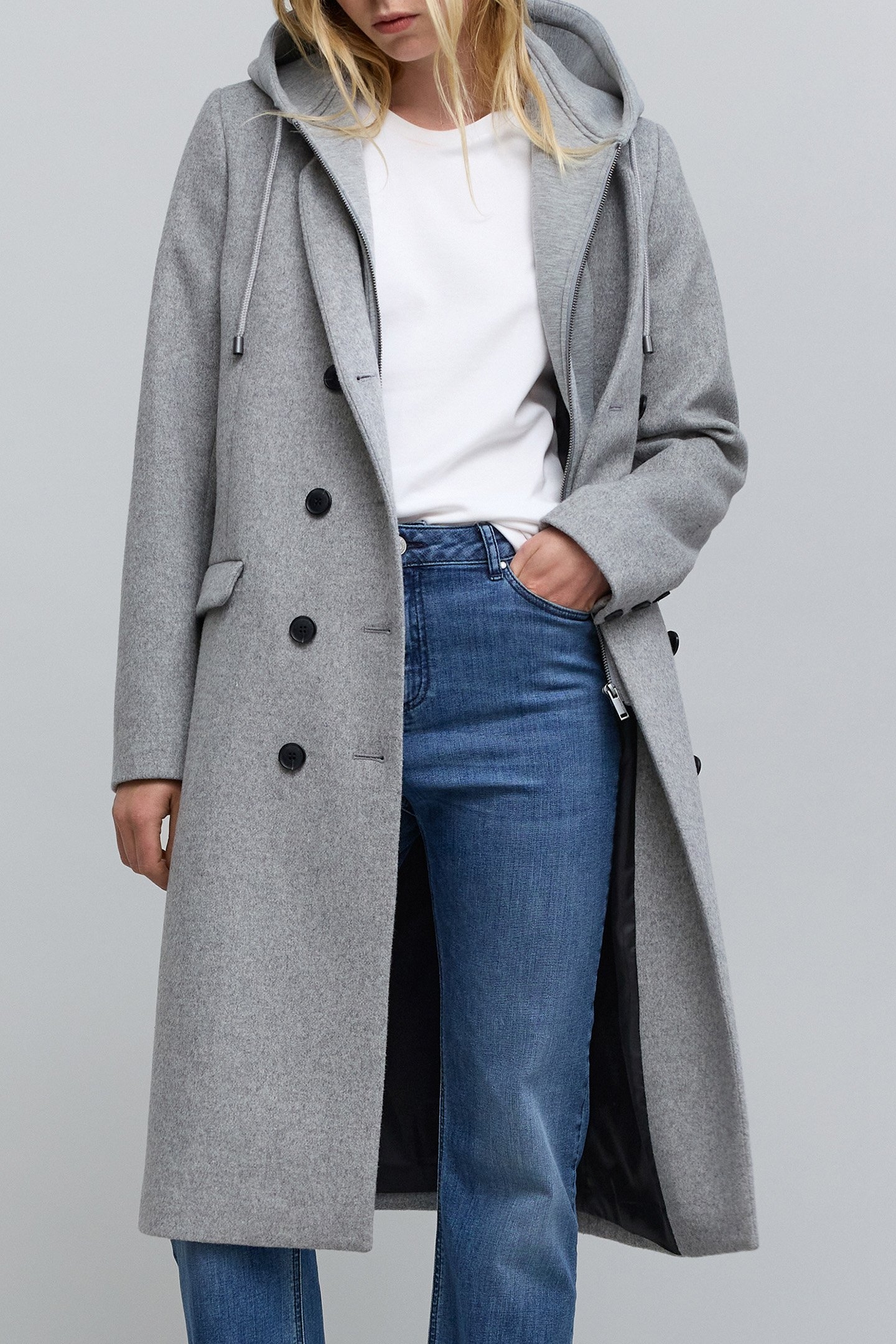 LONG GREY COAT WITH REMOVABLE LINING 7