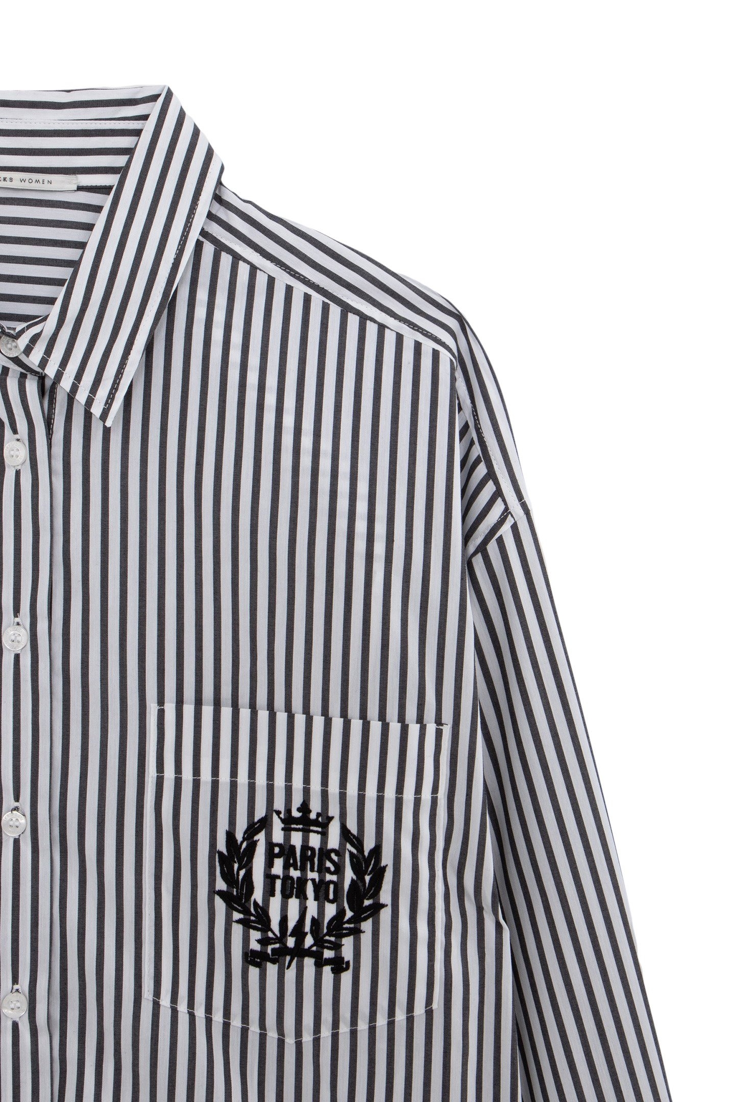 OVERSIZED BLACK SHIRT WITH STRIPES AND EMBROIDERY 6