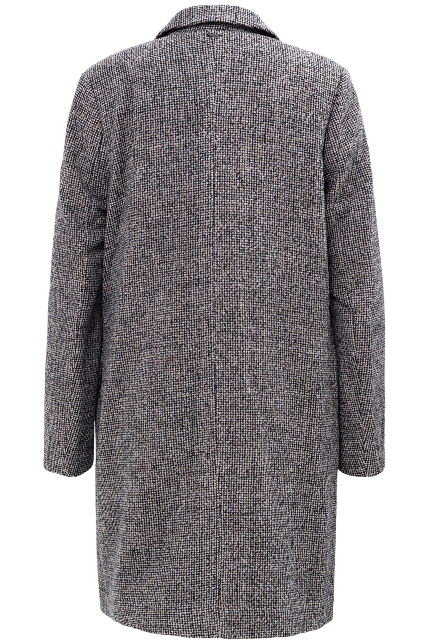 BLACK MID-LENGTH COAT IN MOTTLED WOOL EMBROIDERY 2