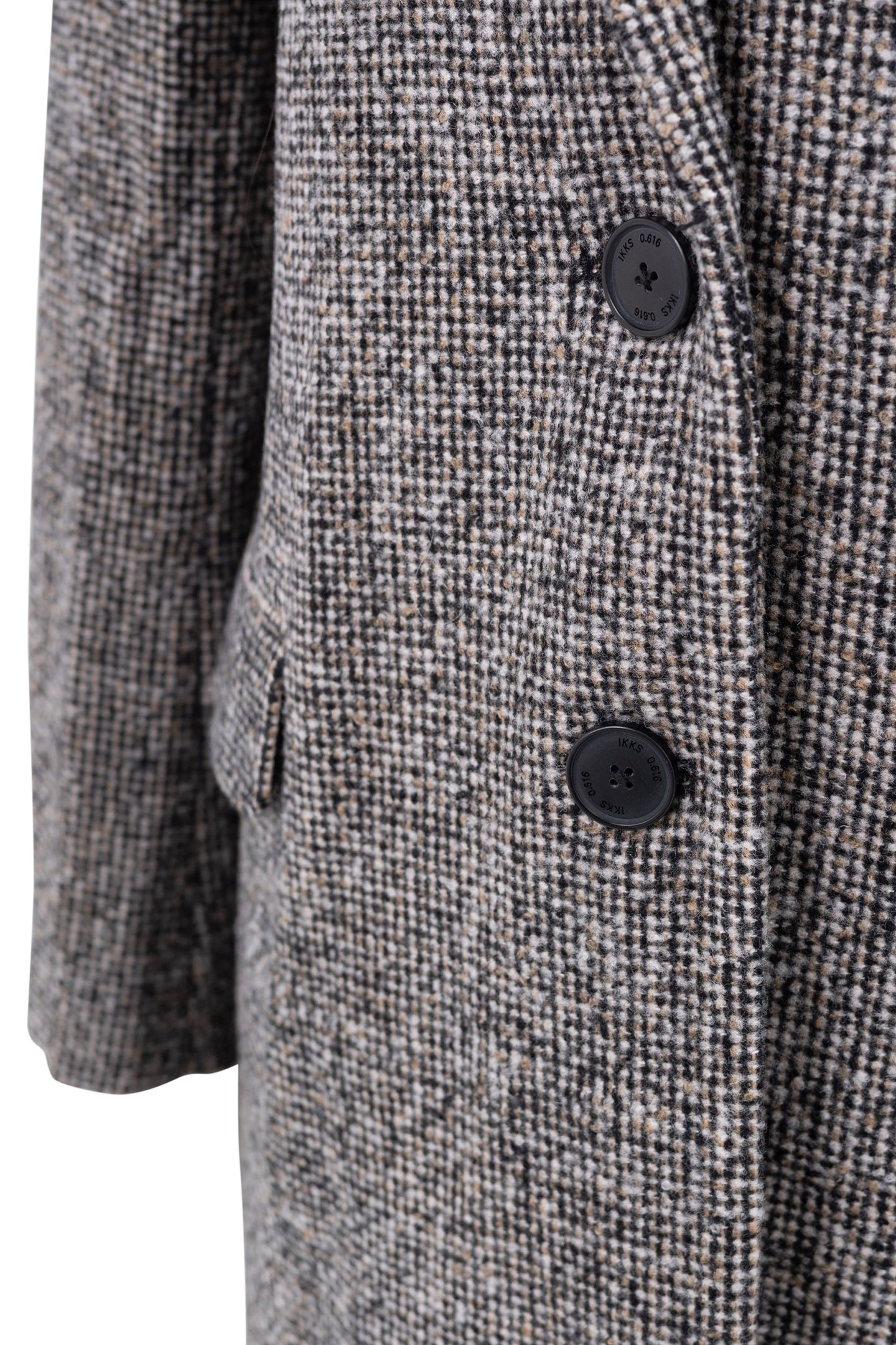 BLACK MID-LENGTH COAT IN MOTTLED WOOL EMBROIDERY 3