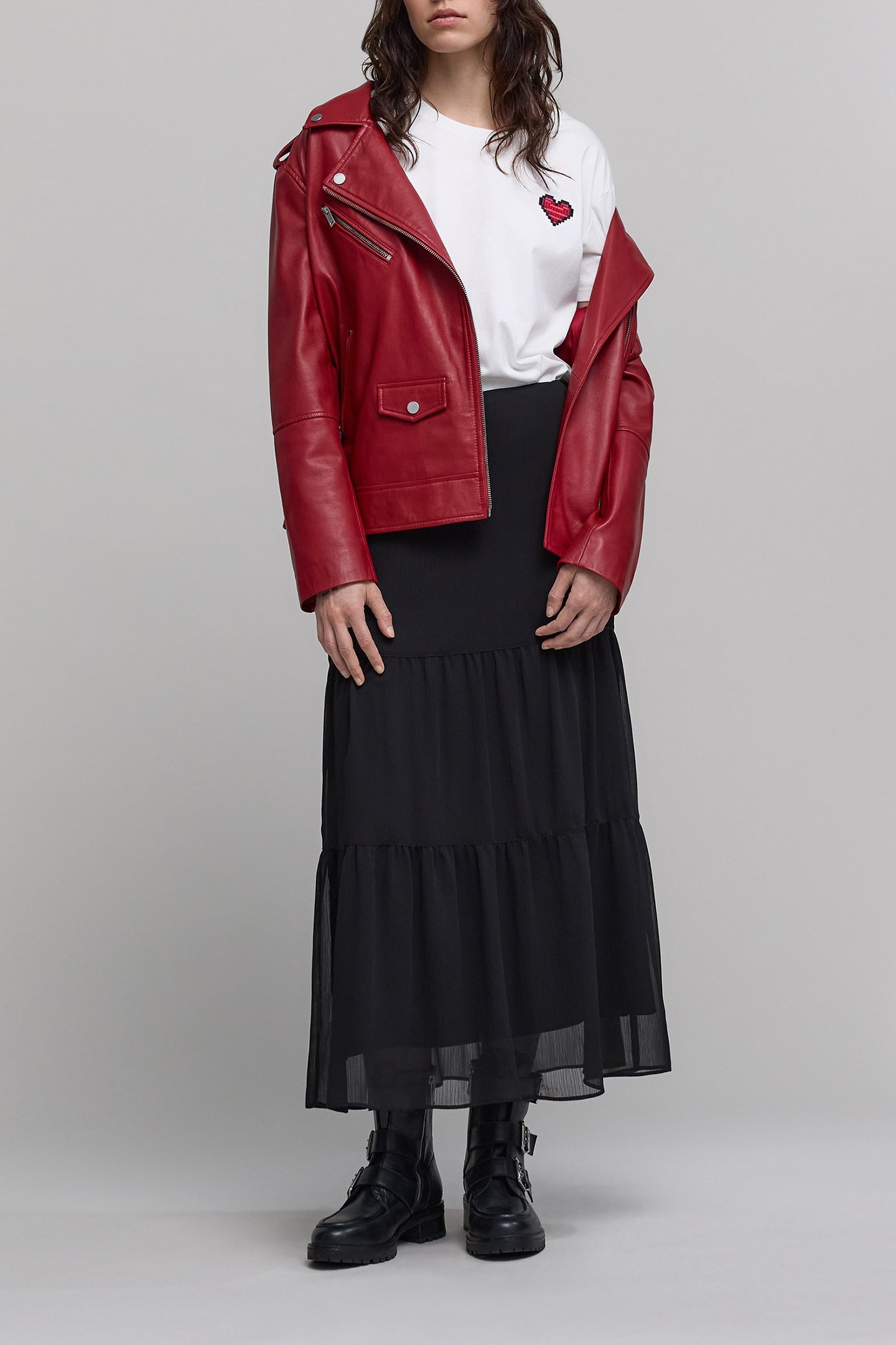 LONG BLACK CREPE VEIL SKIRT 6