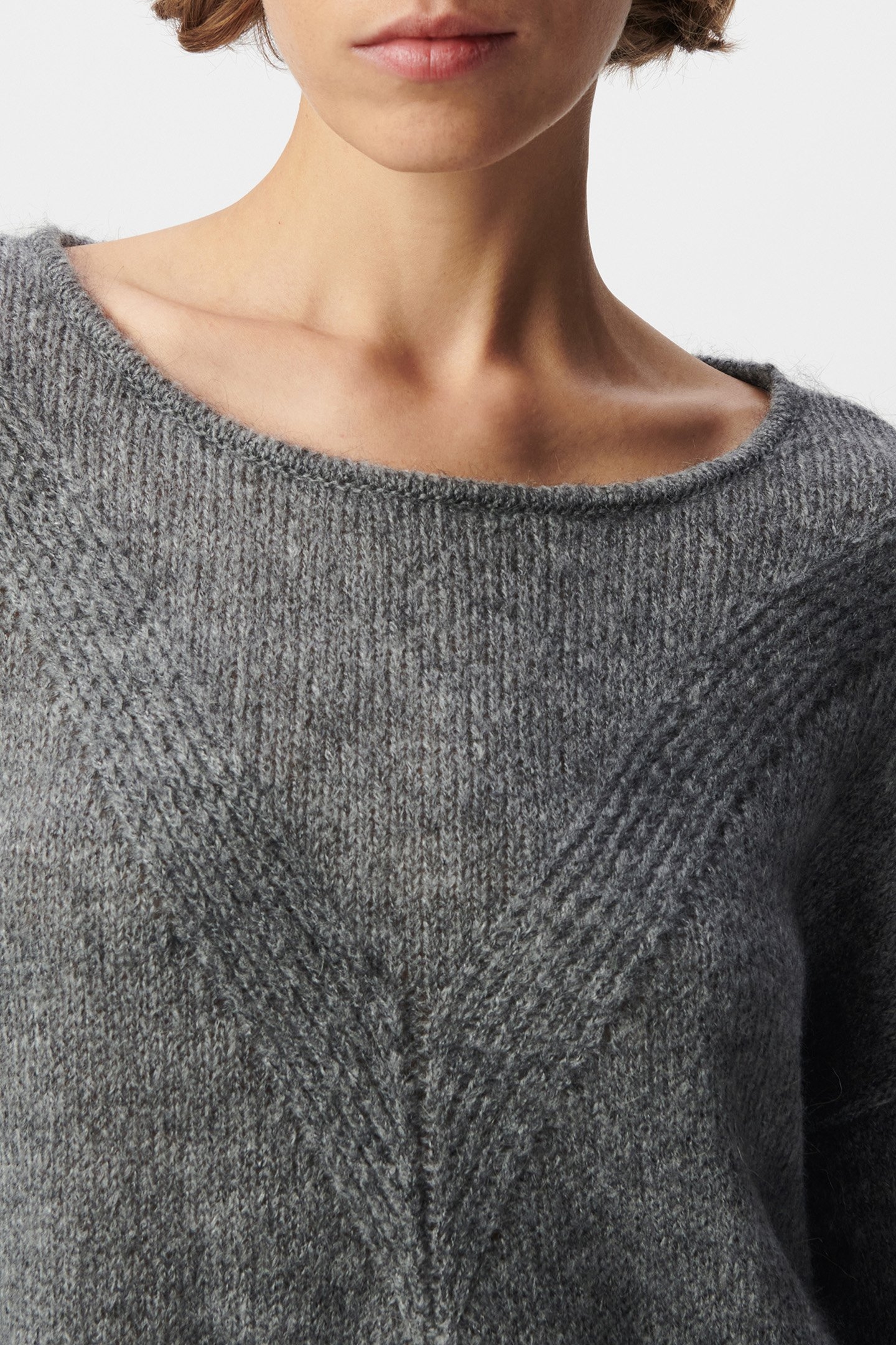 GREY HERRINGBONE KNIT SWEATER 7