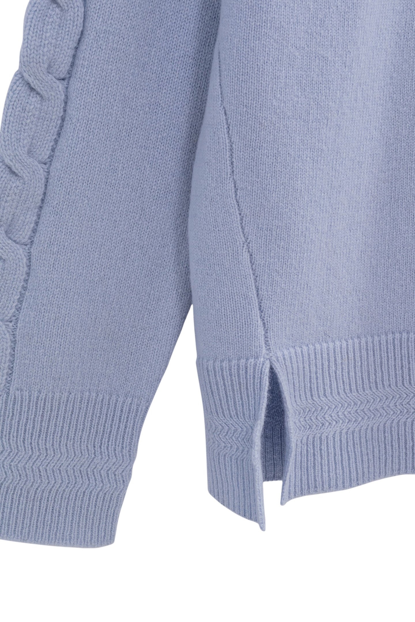 SKY BLUE STAND-UP COLLAR KNIT SWEATER WITH RHINESTONE BUTTON 2