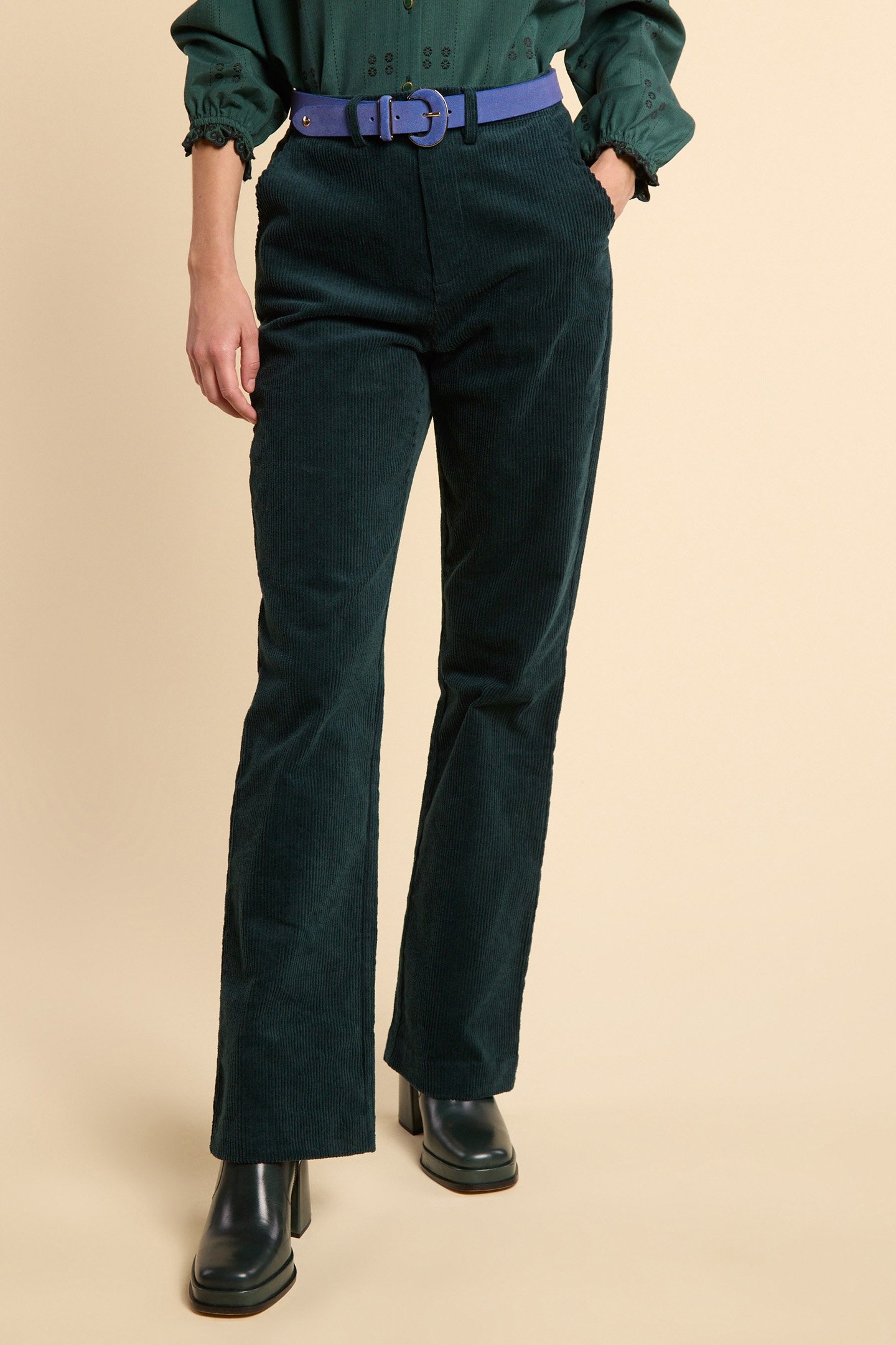 NIGHT GREEN CORDUROY SUIT TROUSERS 1