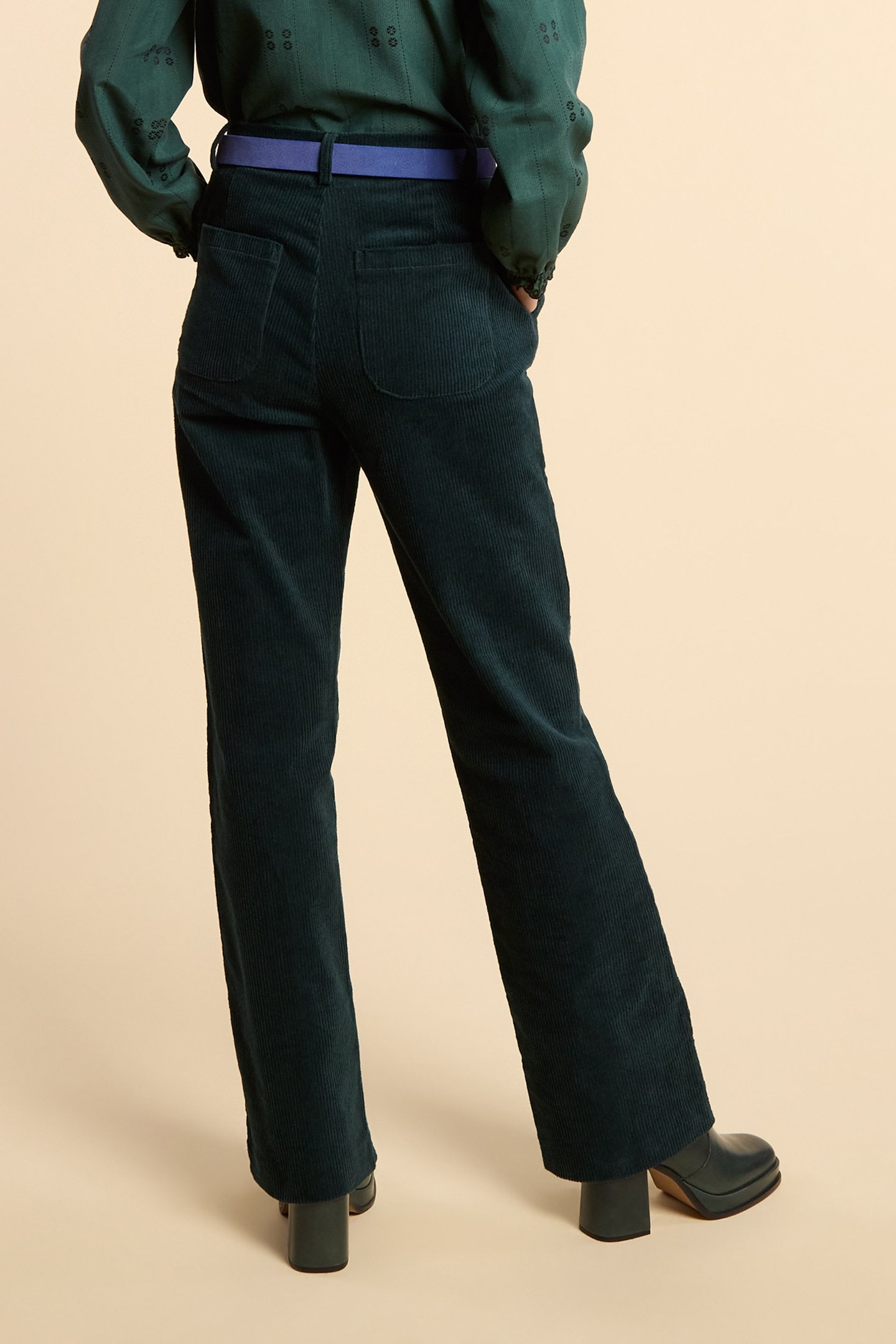 NIGHT GREEN CORDUROY SUIT TROUSERS 2