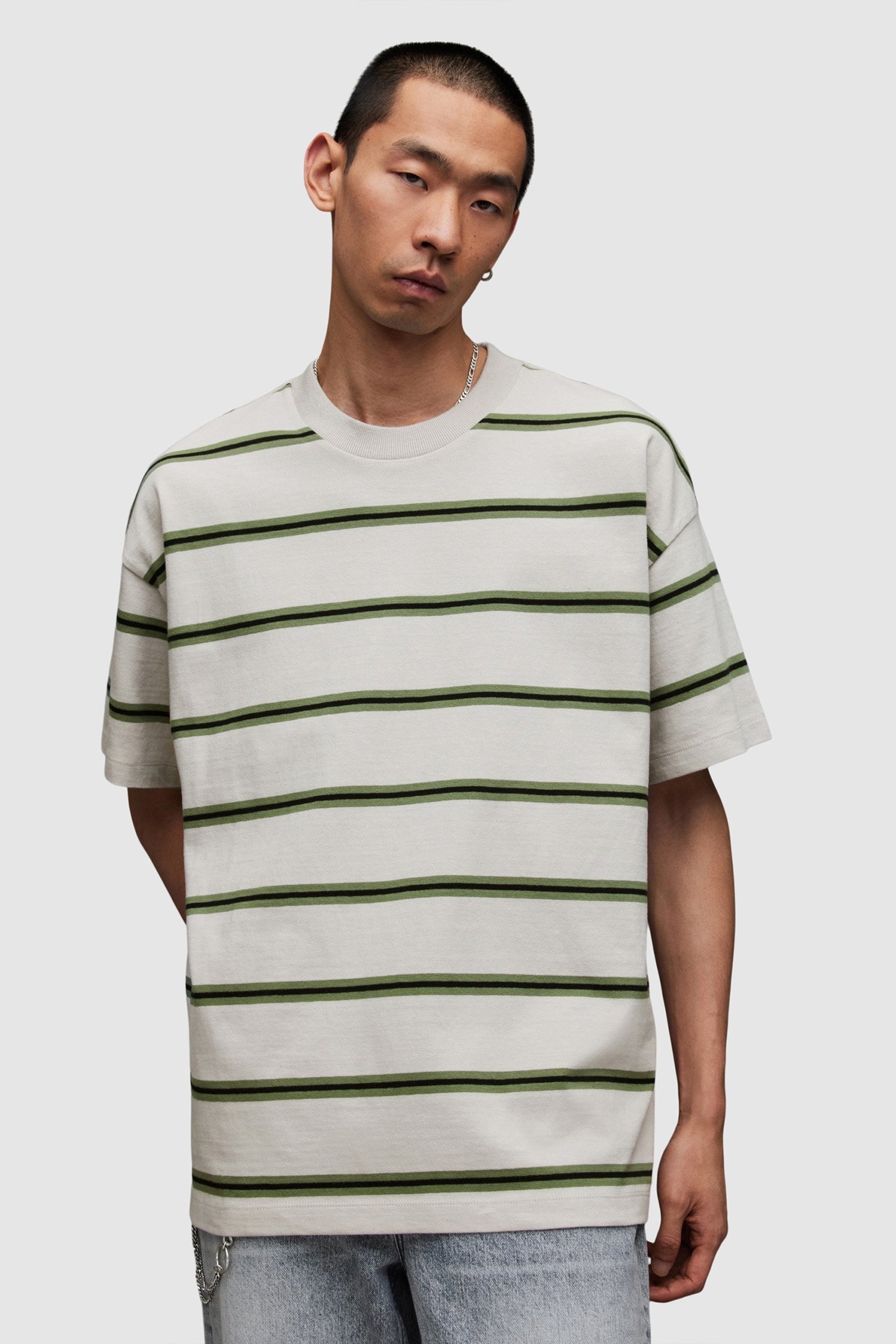 ARDEN SS CREW GRY/GREEN/WSHD BLK 1