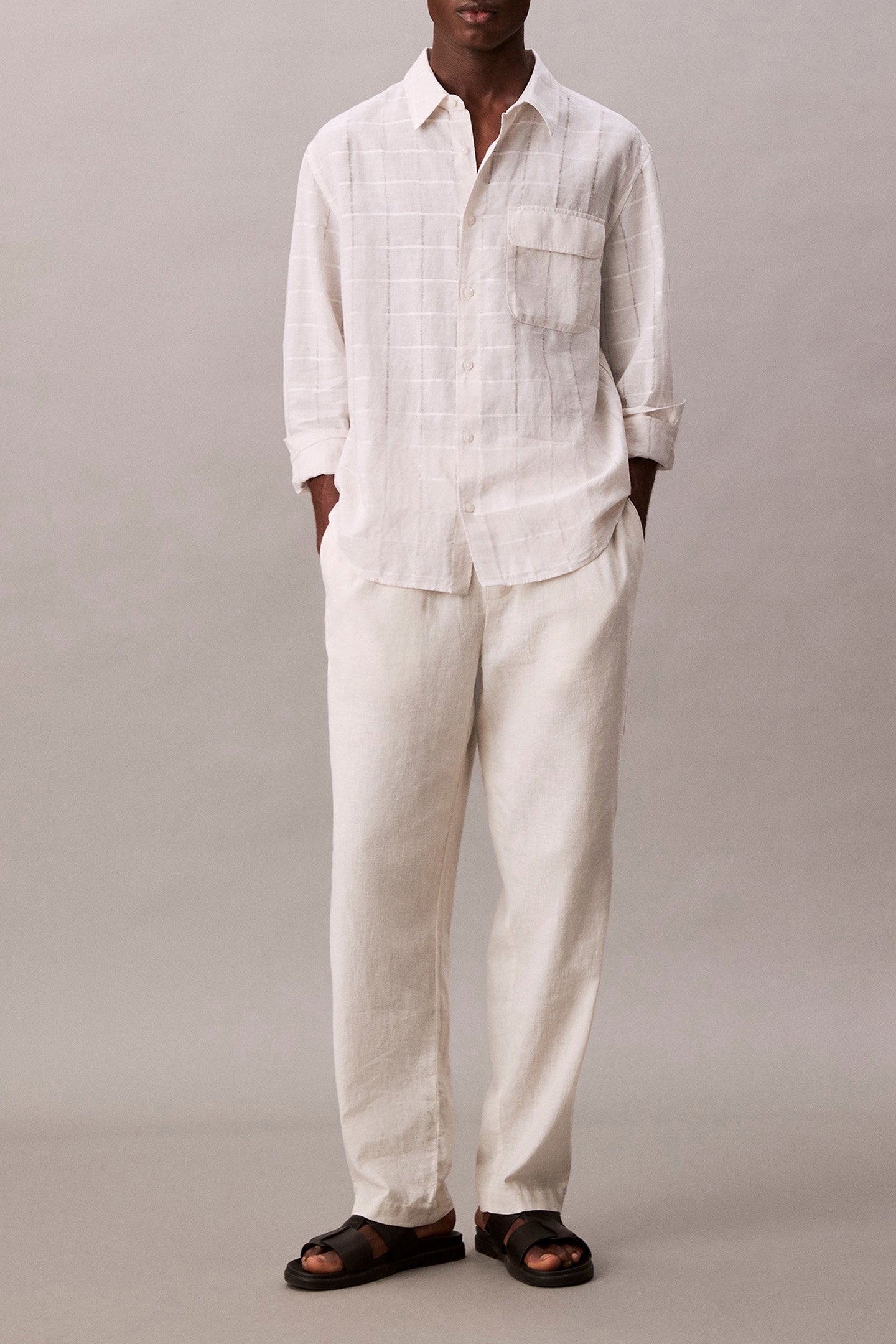 LS LINEN WINDOWPANE BRILLIANT WHITE 3