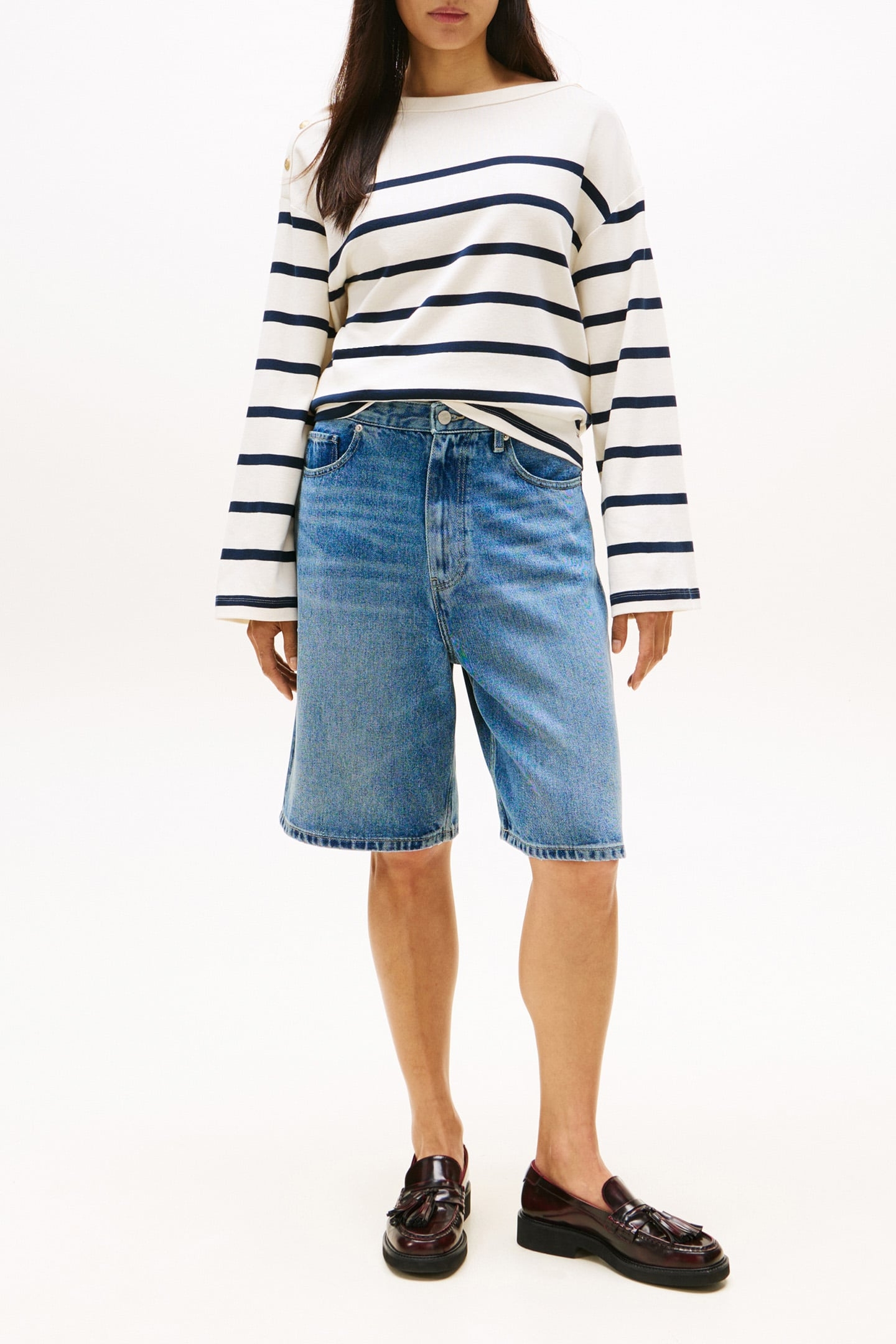 LWK GOLD BUTTON BOAT REGULAR FIT STRIPED TOP, NAVY BLUE 2