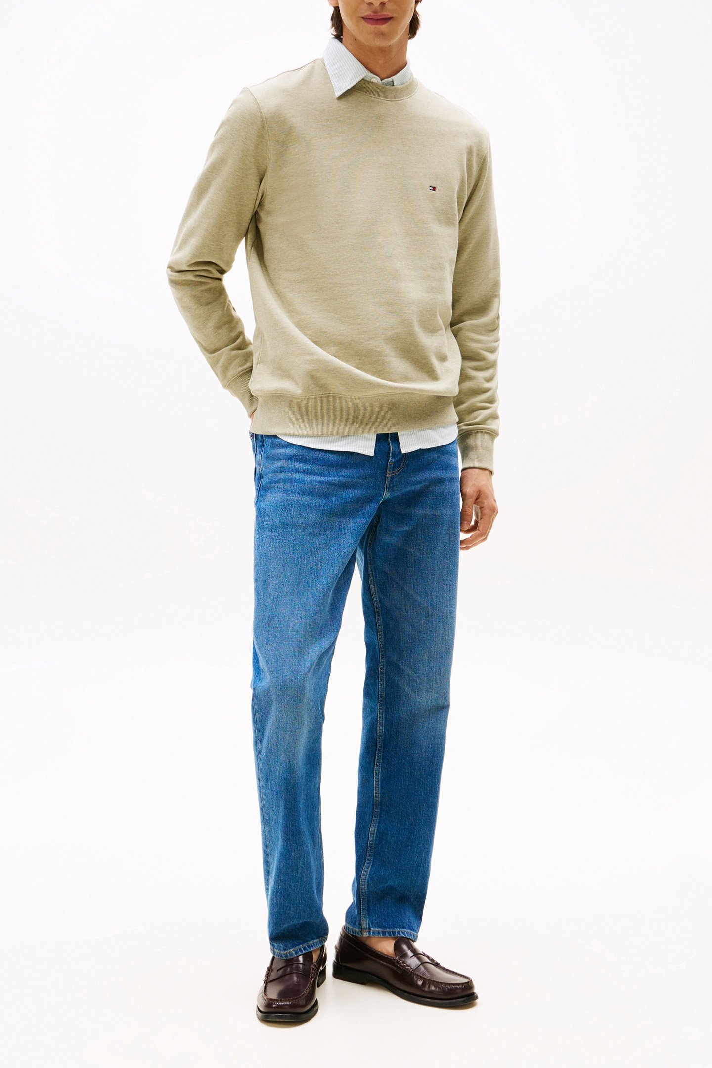 ESSENTIAL TERRY CREW NECK SLIM FIT SWEATER KAKI 2