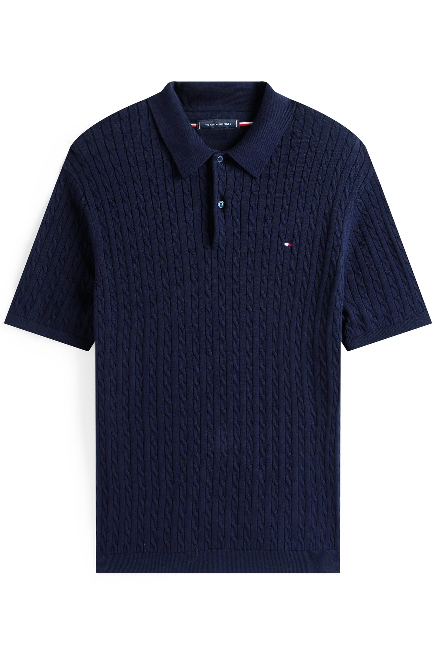 CABLE KNITTED REGULAR FIT POLO SHIRT DESERT SKY 4