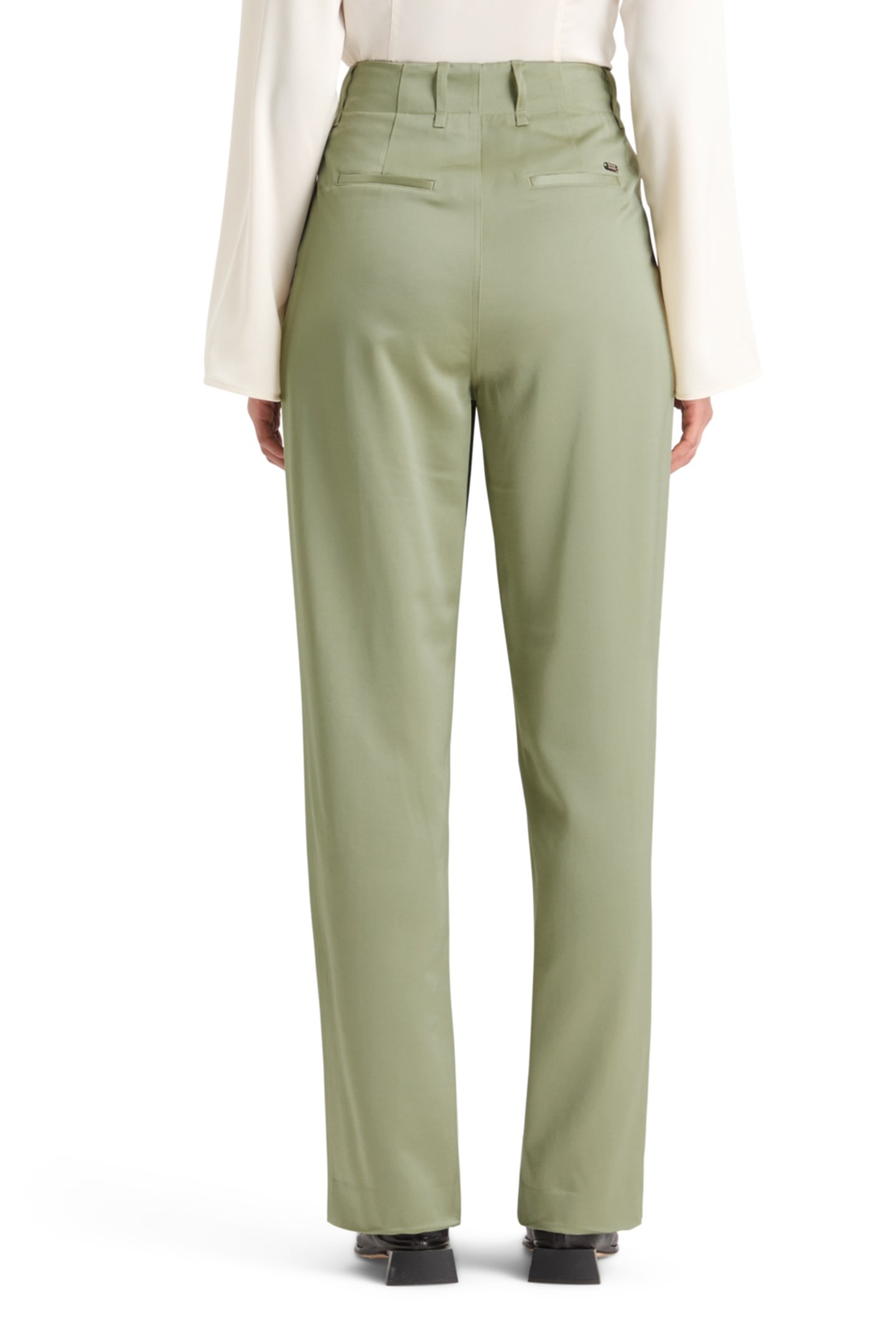 FAYE SATIN HIGH RISE RELAXED TAPERED LEG WASHED SAGE 2