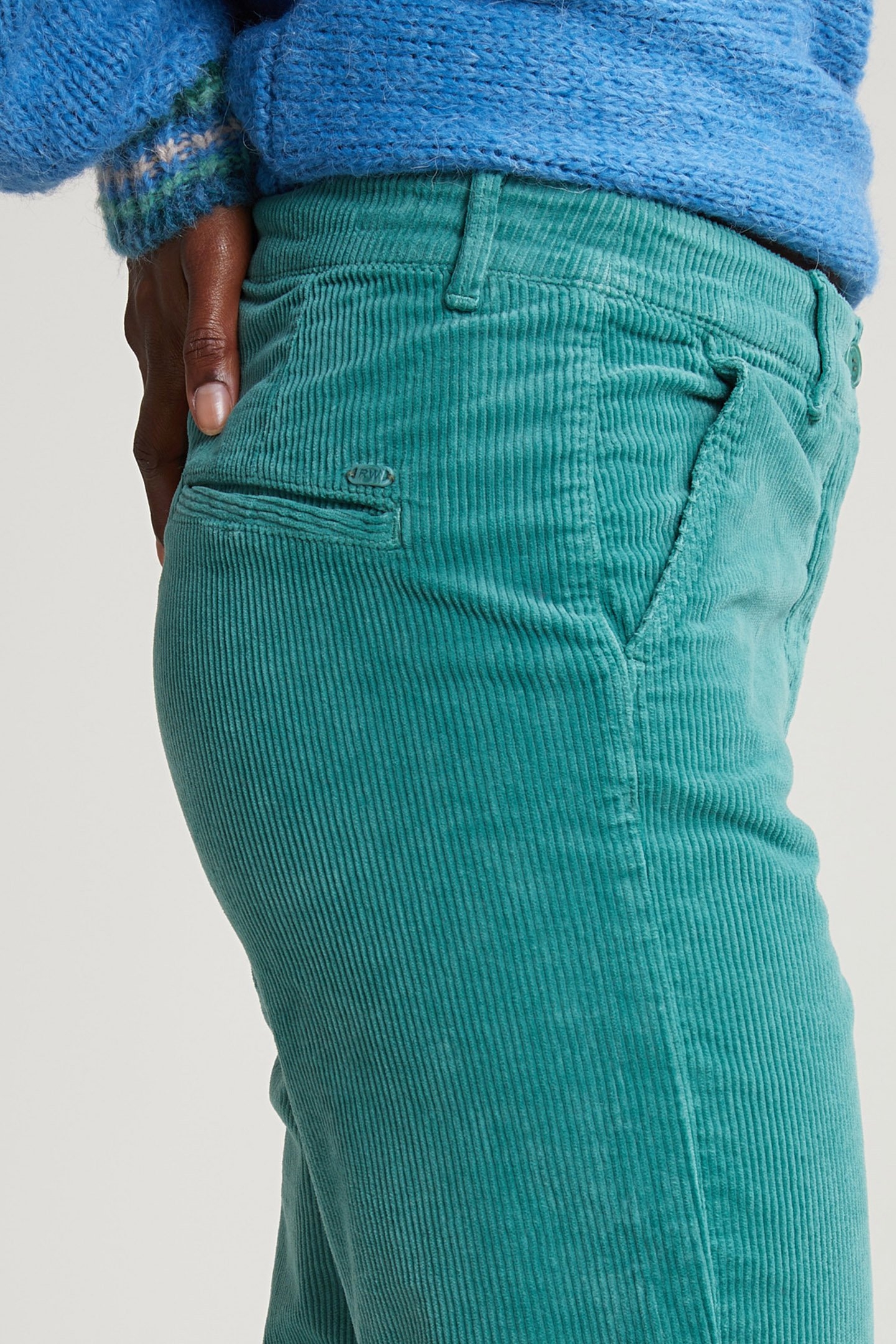 GREEN CORDUROY PANTS HIGH WAIST 4