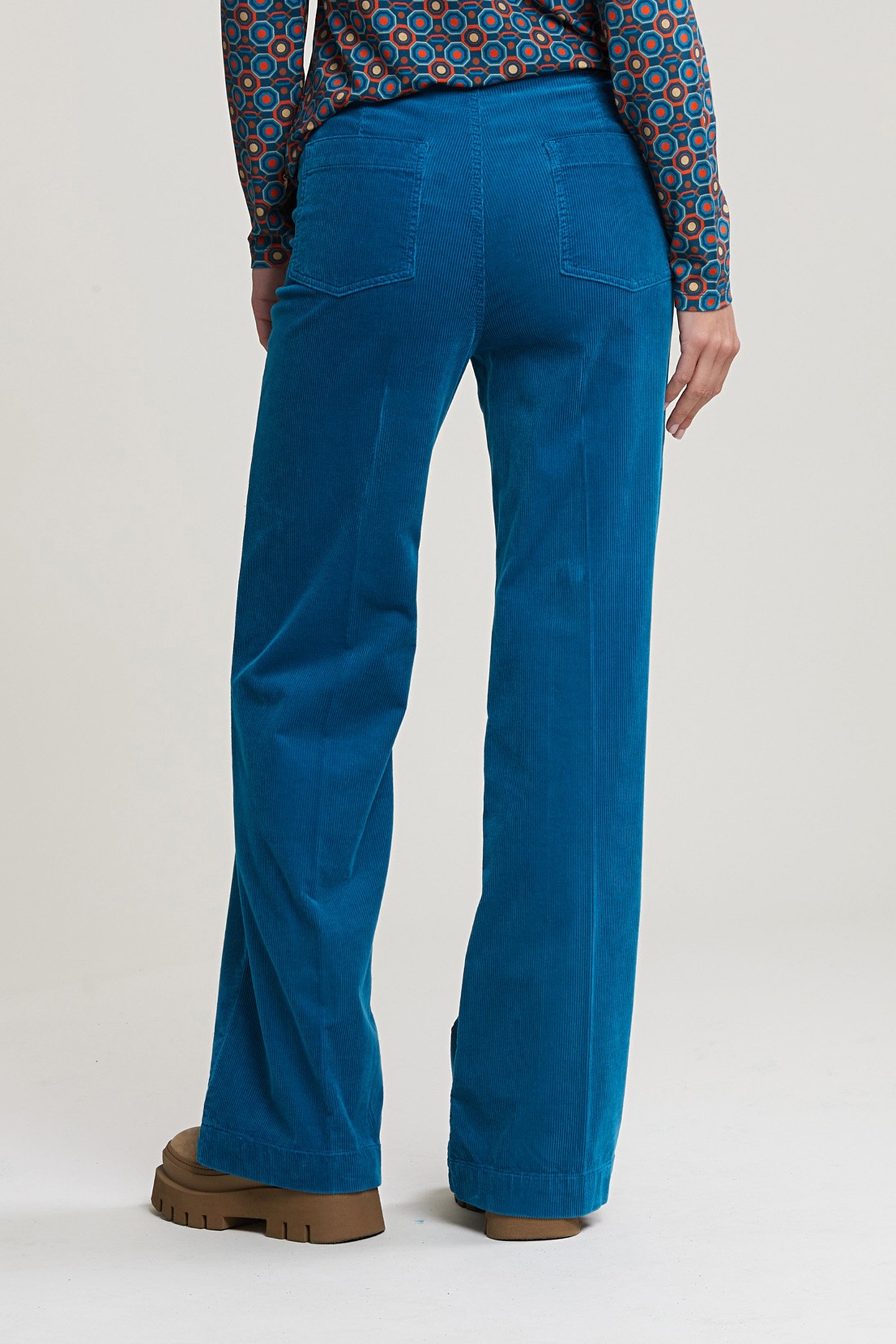 BLUE HIGH WAIST CORDUROY PANTS 2