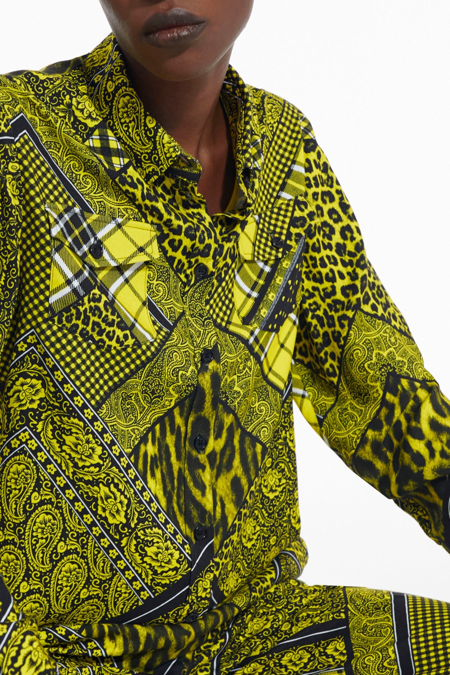 SHIRT WITH BUTTON PLACKET DETAIL BLACK/YELLOW 6